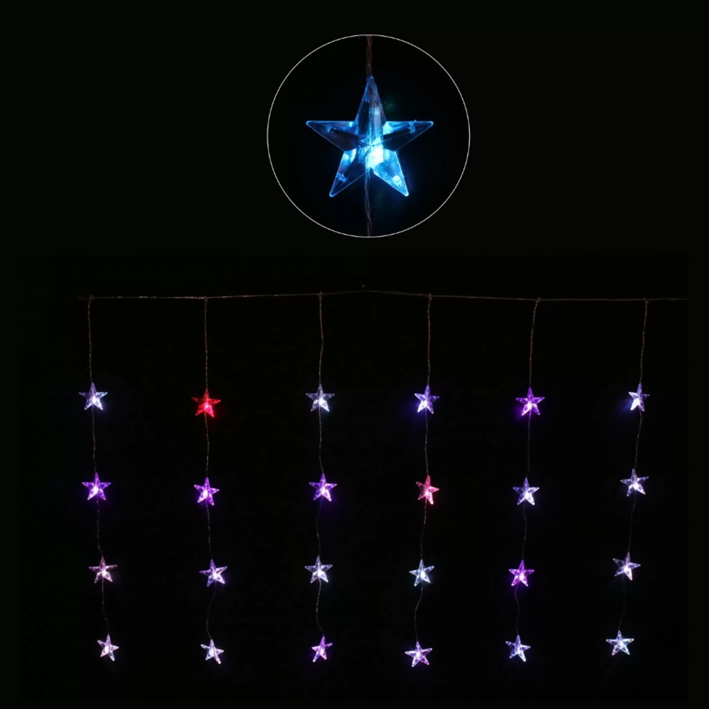 Sale * Led Colour Change 24 Star Curtain - 120Cm