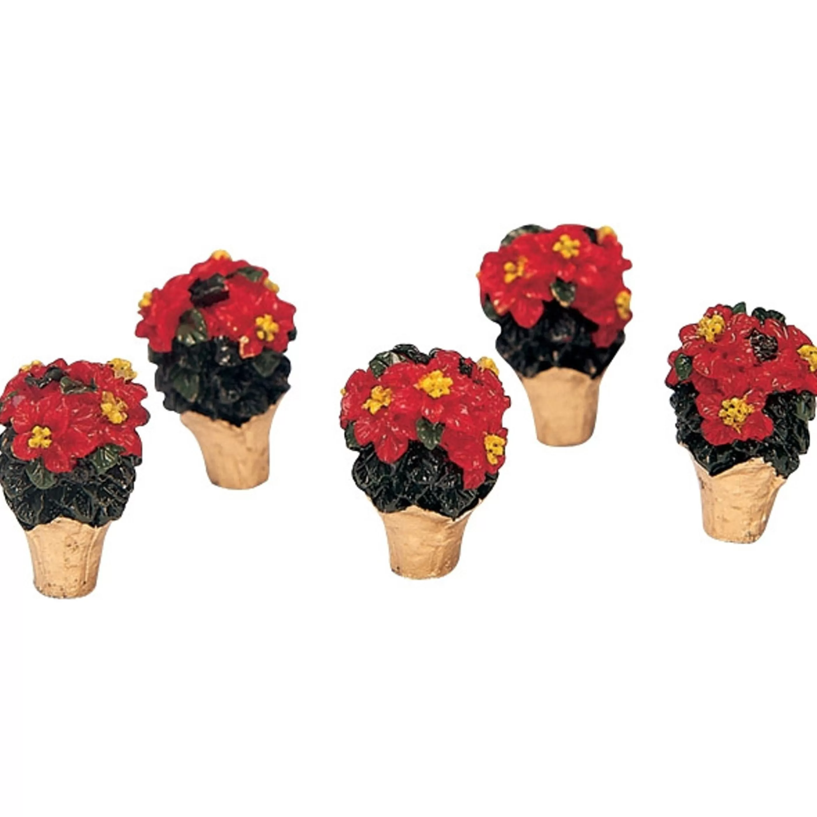 Lemax Christmas Shop Poinsettia Decorations | Lemax Poinsettias (Set Of 5)