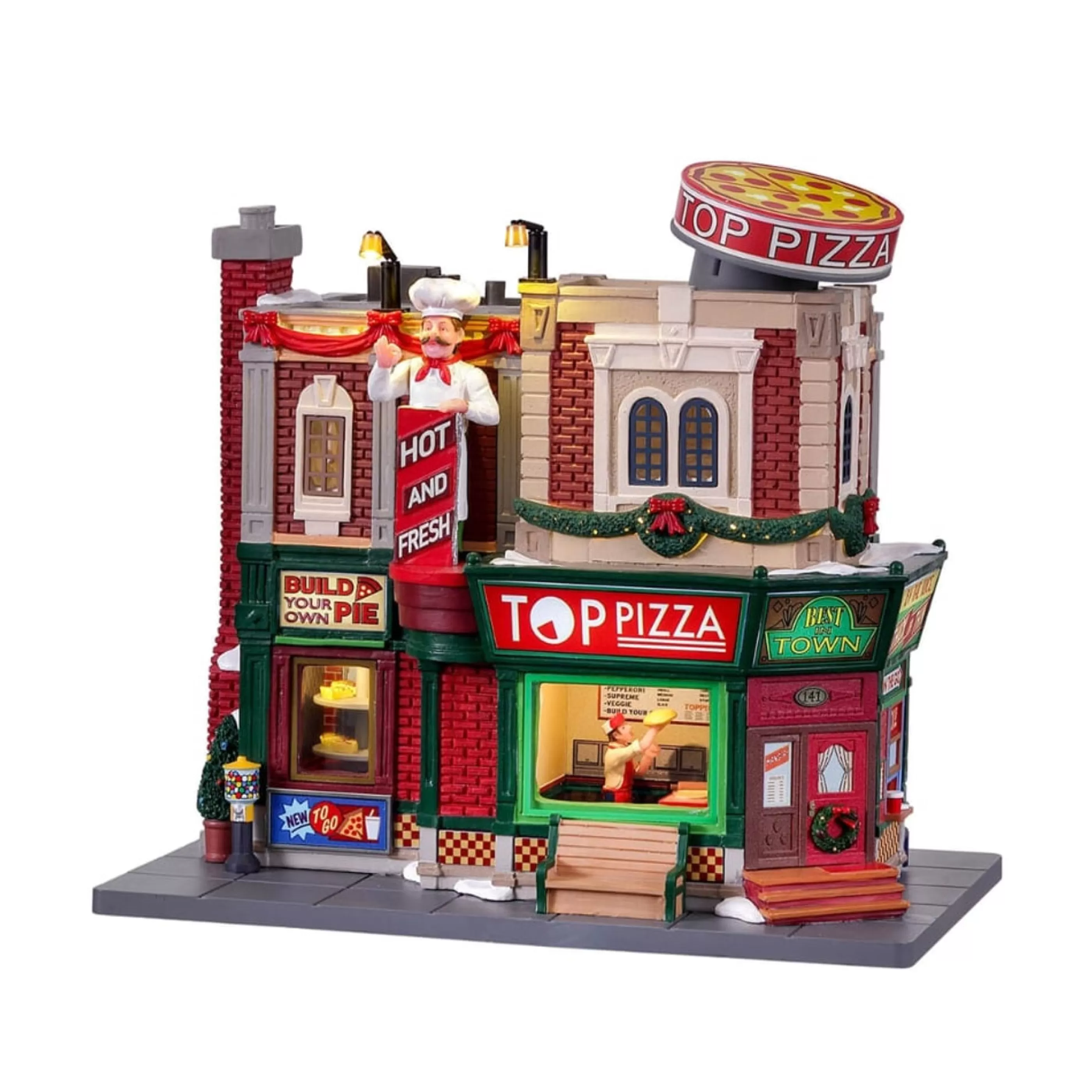 Clearance Lemax Christmas Shop Lemax Top Pizza With Lights