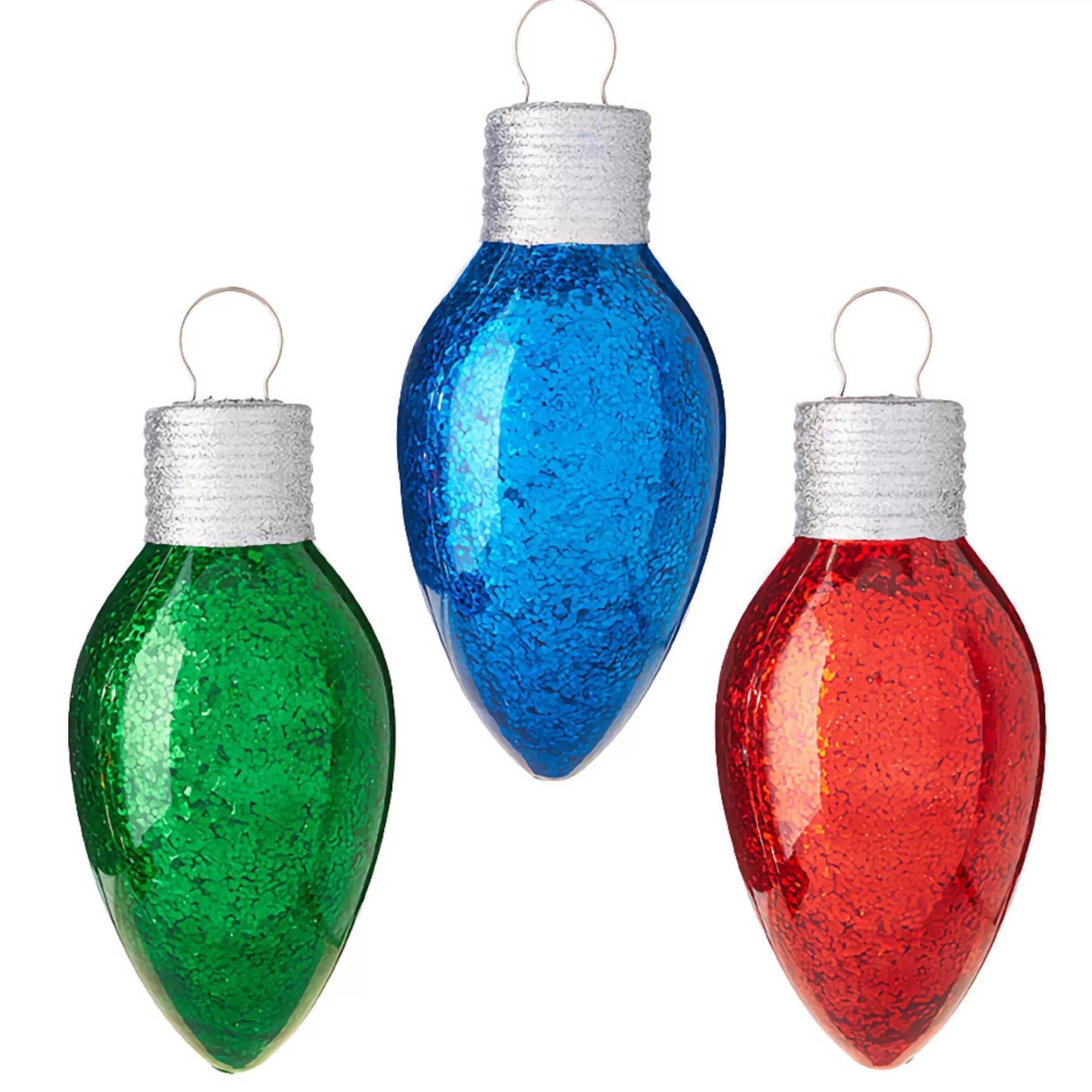 RAZ Imports Hanging Christmas Ornaments | Light Bulb Ornament (3 Styles) - 24.5Cm