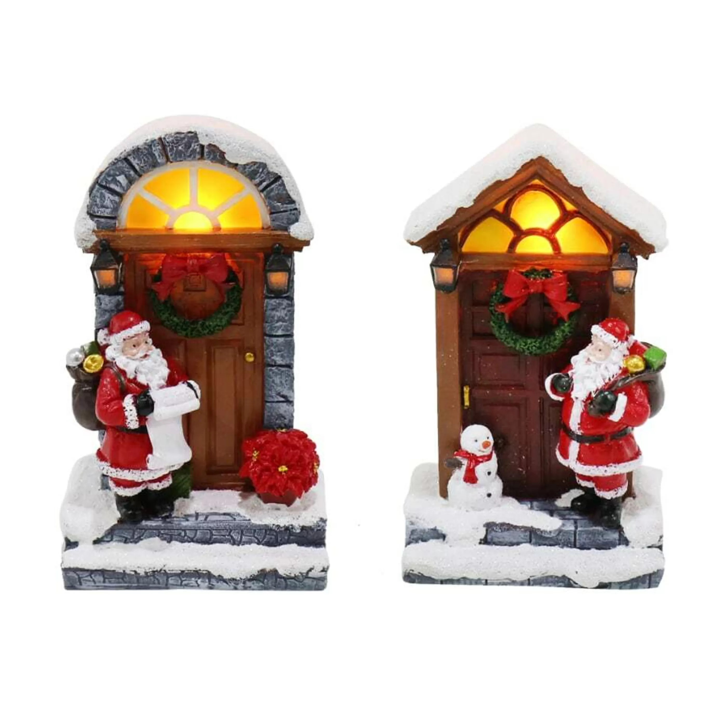 * Table Top Decorations | Light Up Santa Stop House (2 Styles) - 14Cm