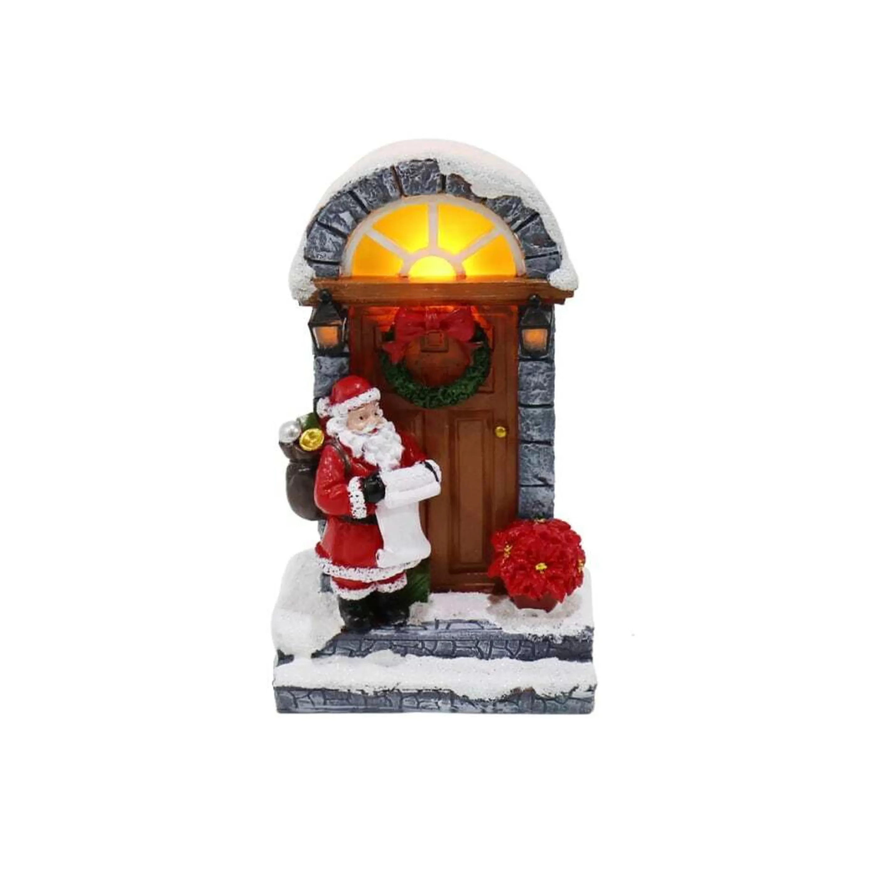 * Table Top Decorations | Light Up Santa Stop House (2 Styles) - 14Cm