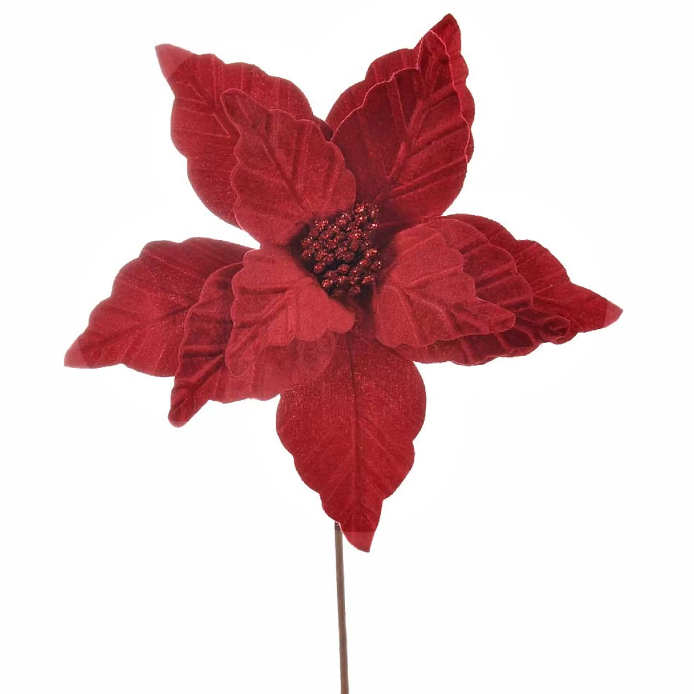 * Poinsettia Decorations | Lush Red Velvet Poinsettia - 32Cm