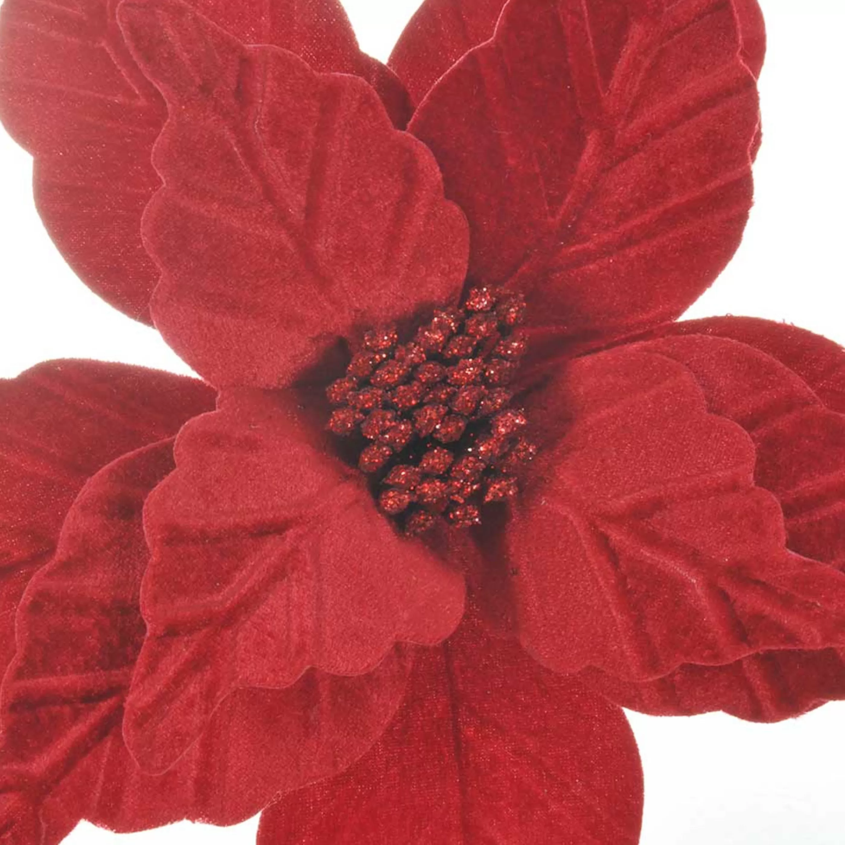 * Poinsettia Decorations | Lush Red Velvet Poinsettia - 32Cm