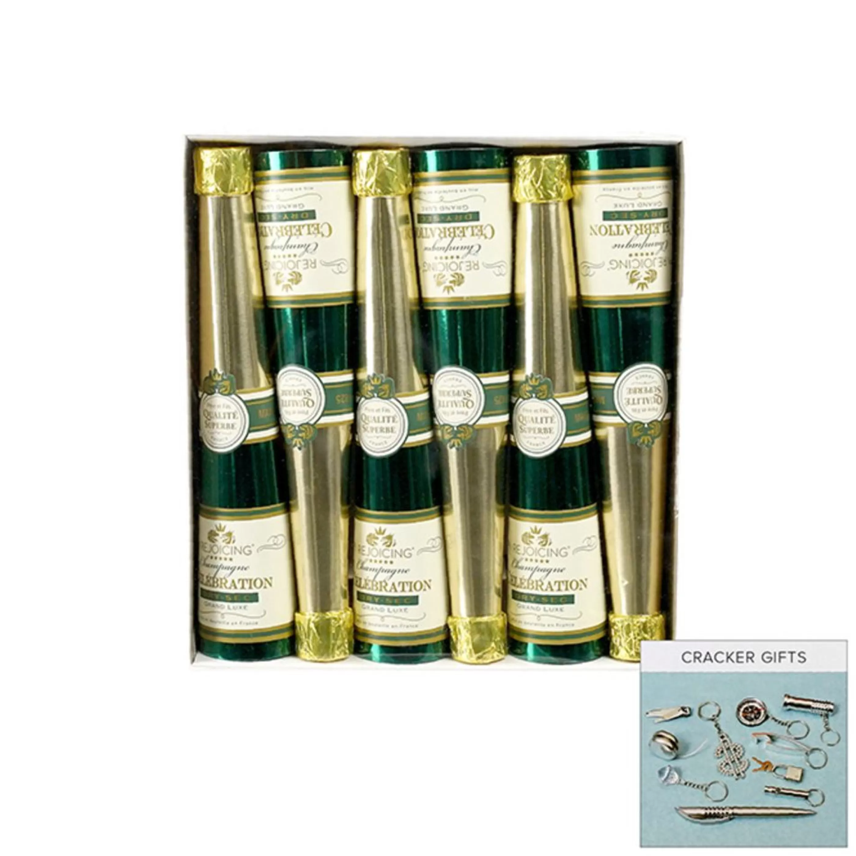 Sale Pure Christmas Luxury Cracker Champagne Bottle (Pack Of 6) - 25Cm