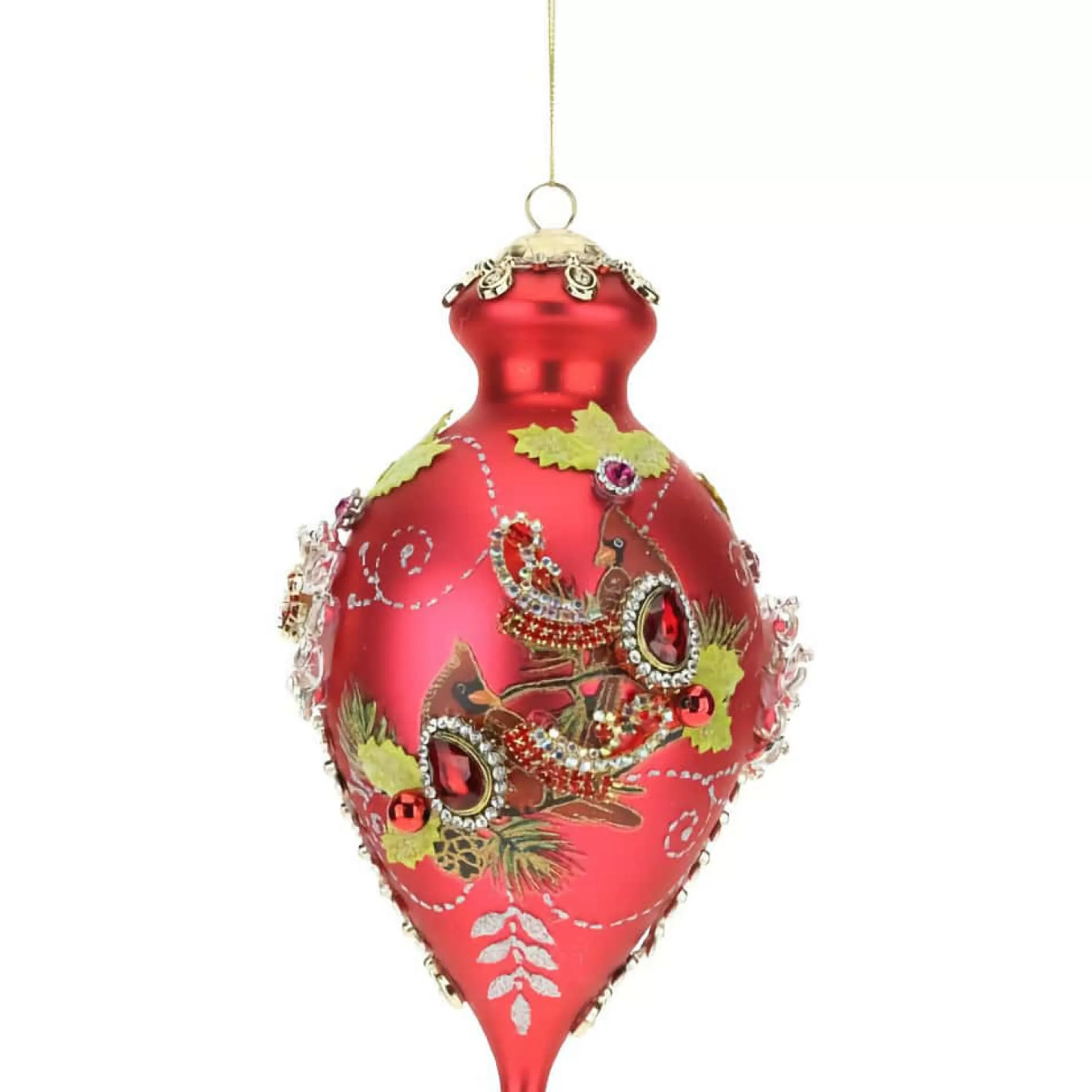 Mark Roberts Glass Ornaments | Red Jeweled Glass Finial - 22Cm