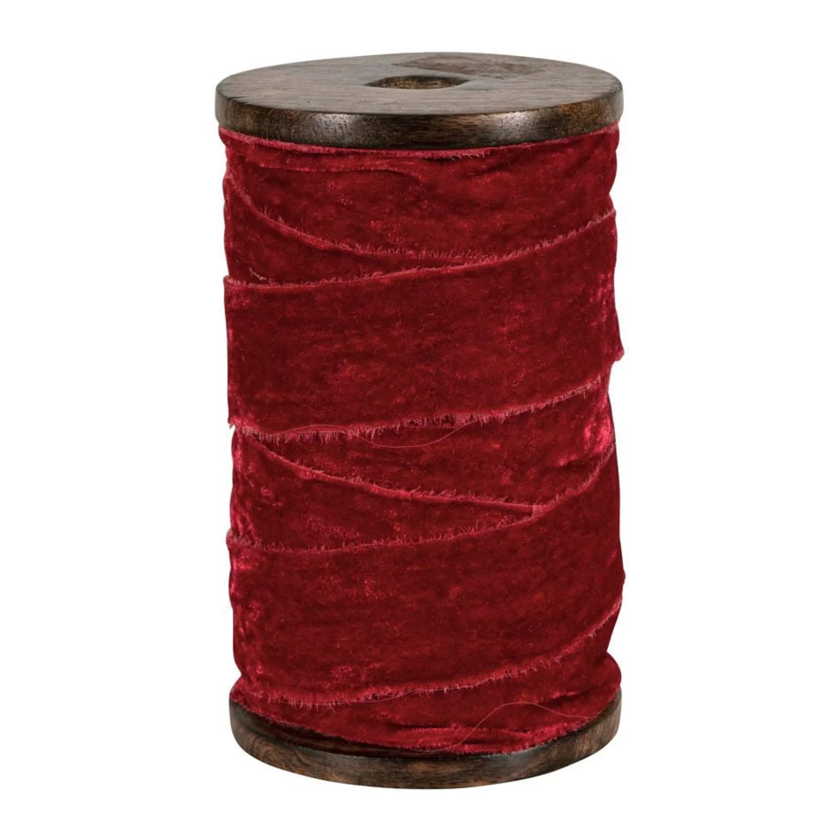 * Christmas Ribbon & Bows | Maroon Velvet Frayed Ribbon - 10M