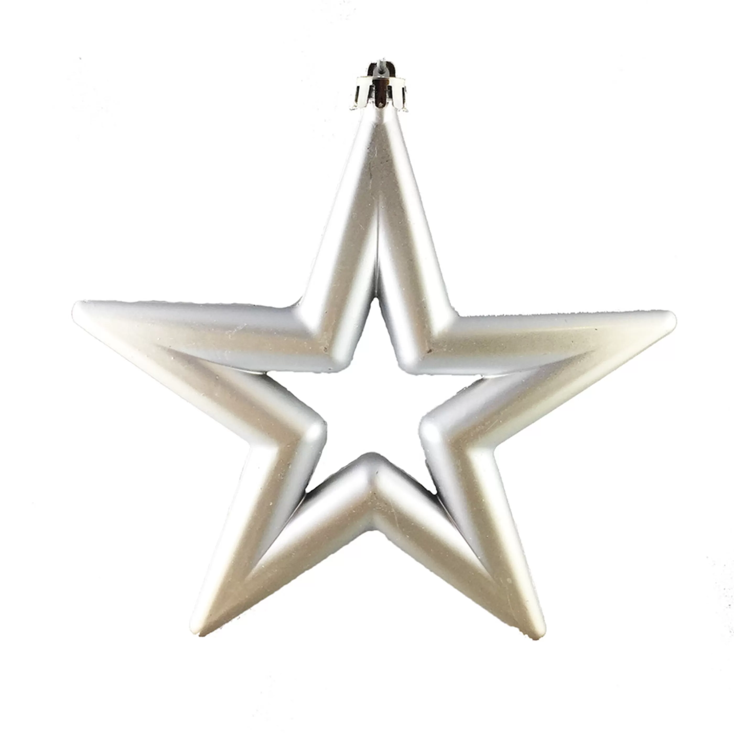 * Hanging Christmas Ornaments | Matt Silver Stars (Set Of 6) - 14Cm