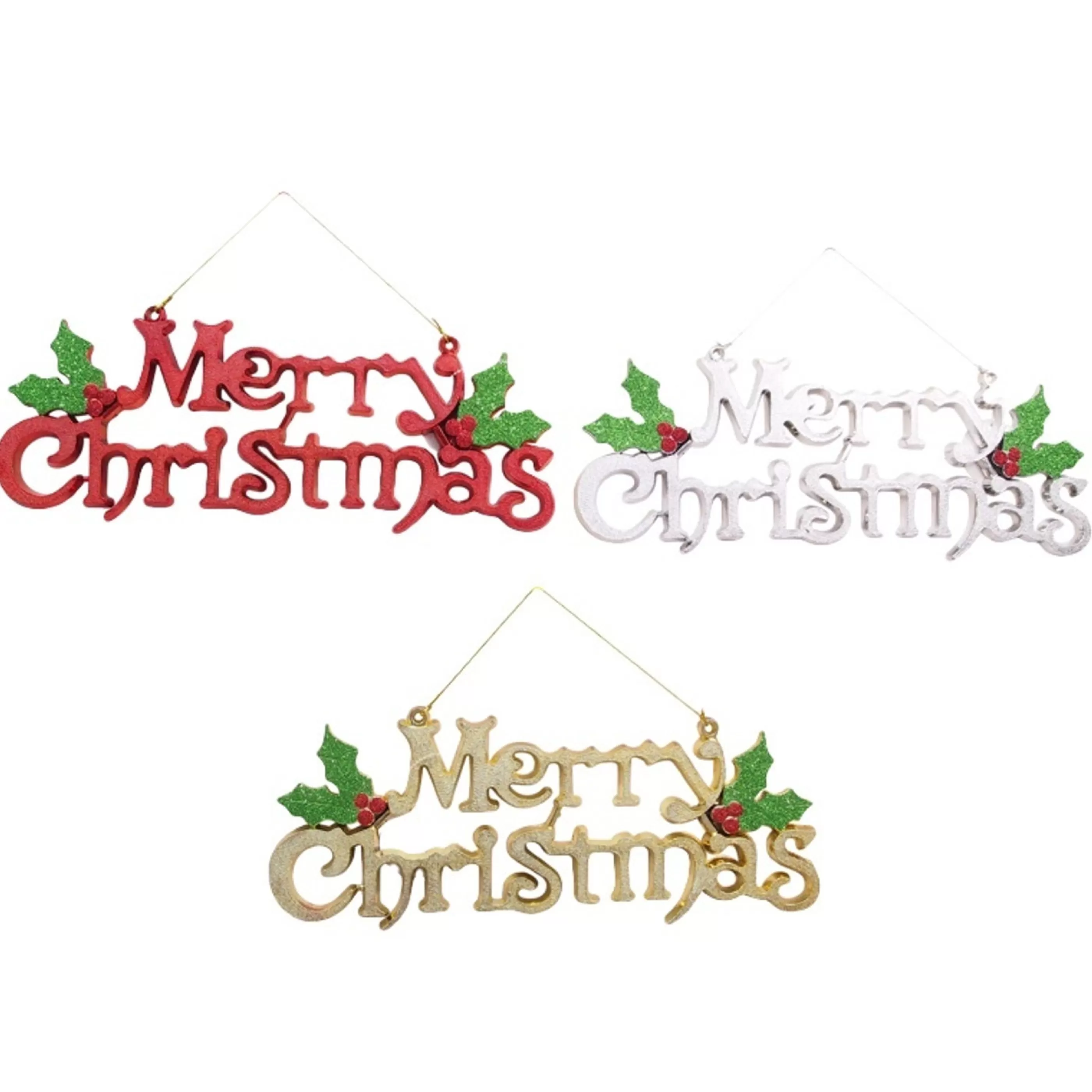 * Wall Signs & Decorations | Metallic Merry Christmas Plaque (3 Colours) - 39Cm