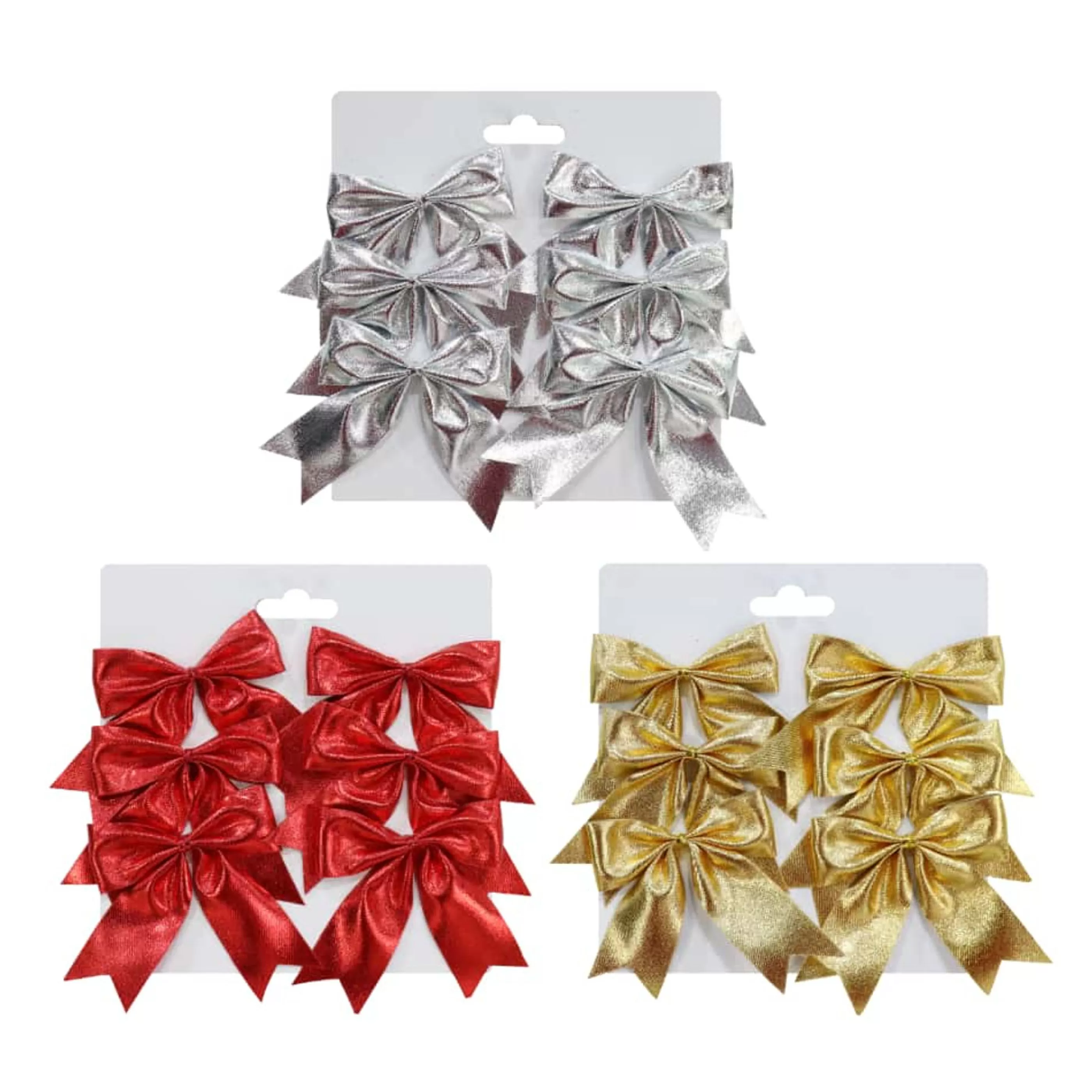 Fashion * Metallic Mini Bow Pack Of 6 ( 3 Colours) - 8Cm