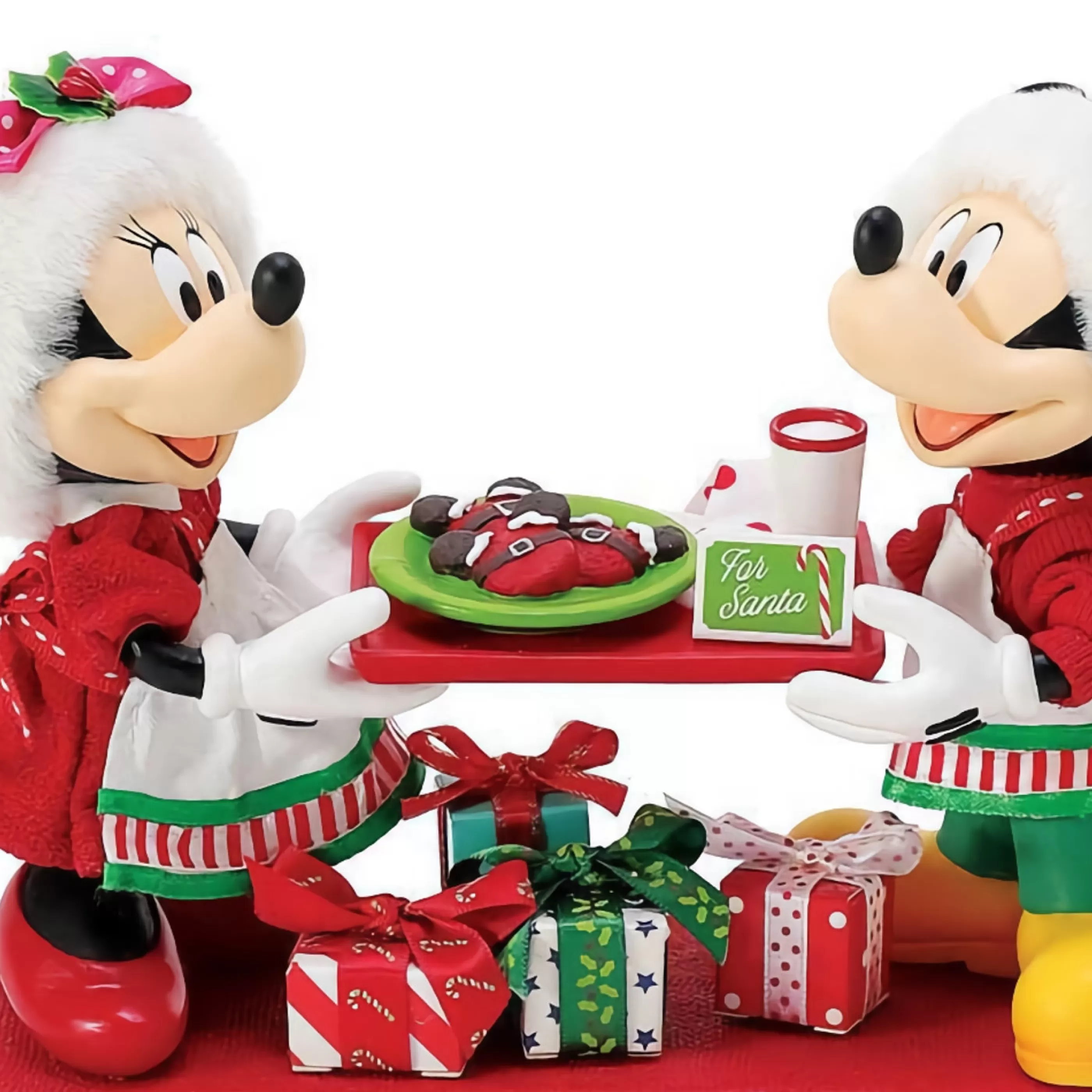 Disney Christmas Decorations Table Top Decorations | Mickey And Minnie Fresh Baked For Santa - 14Cm