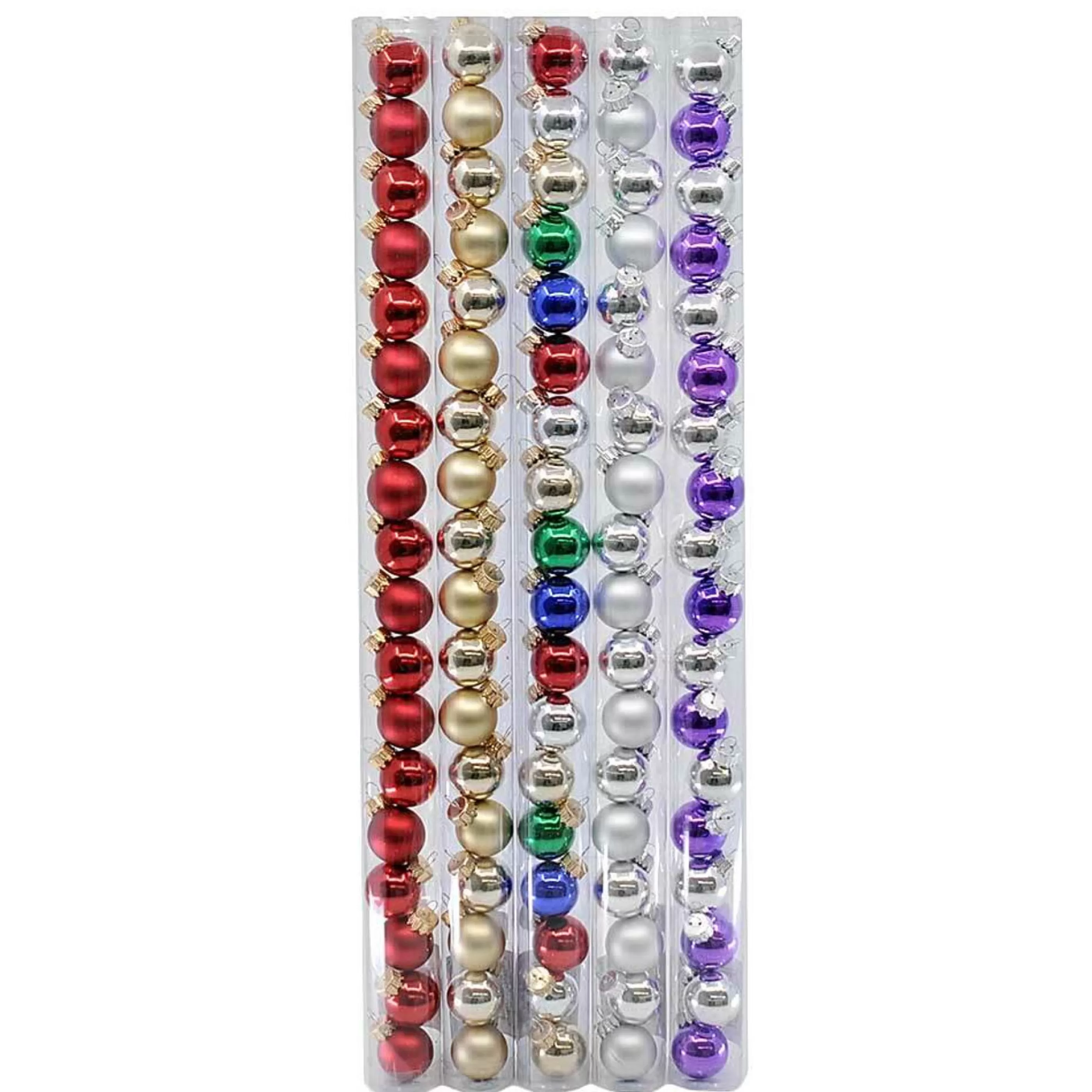 * Glass Ornaments | Mini Glass Baubles Set Of 18 (5 Colours) - 2.5Cm