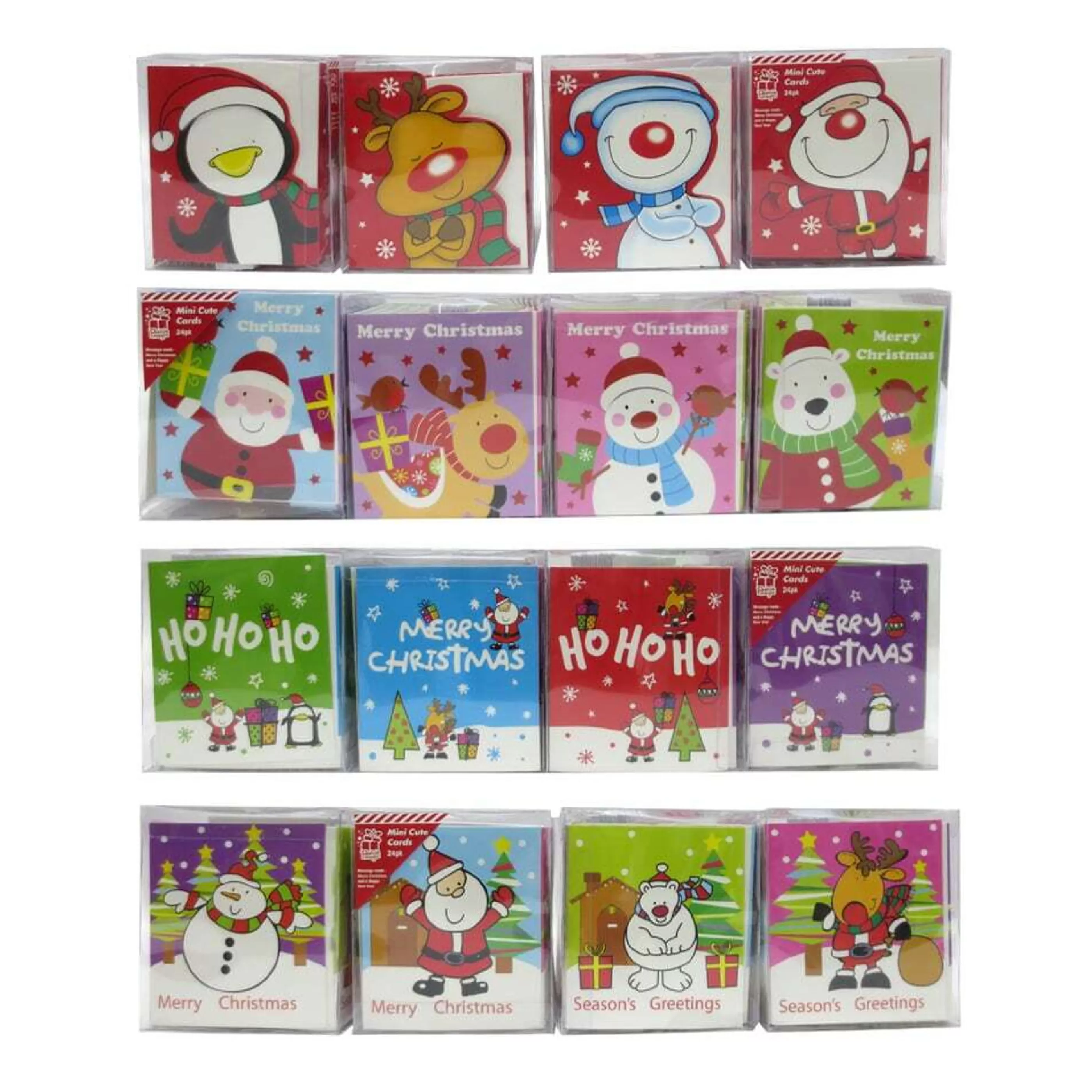 Clearance * Mini Square Christmas Cards - 24Pc