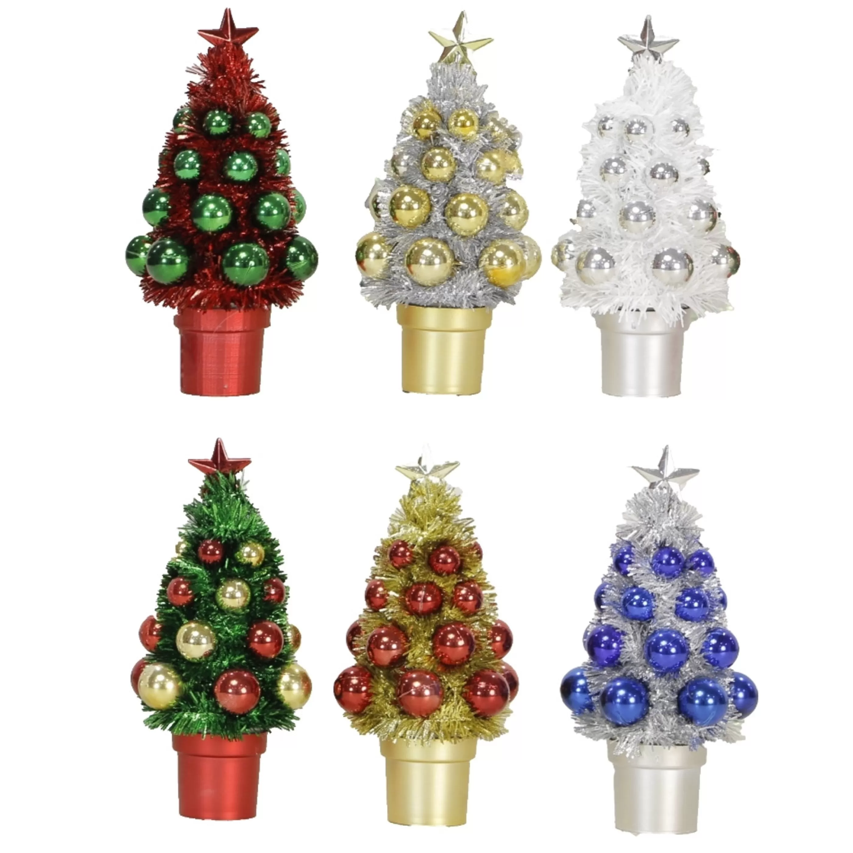 Clearance * Mini Tinsel Christmas Tree In Pot - 16Cm