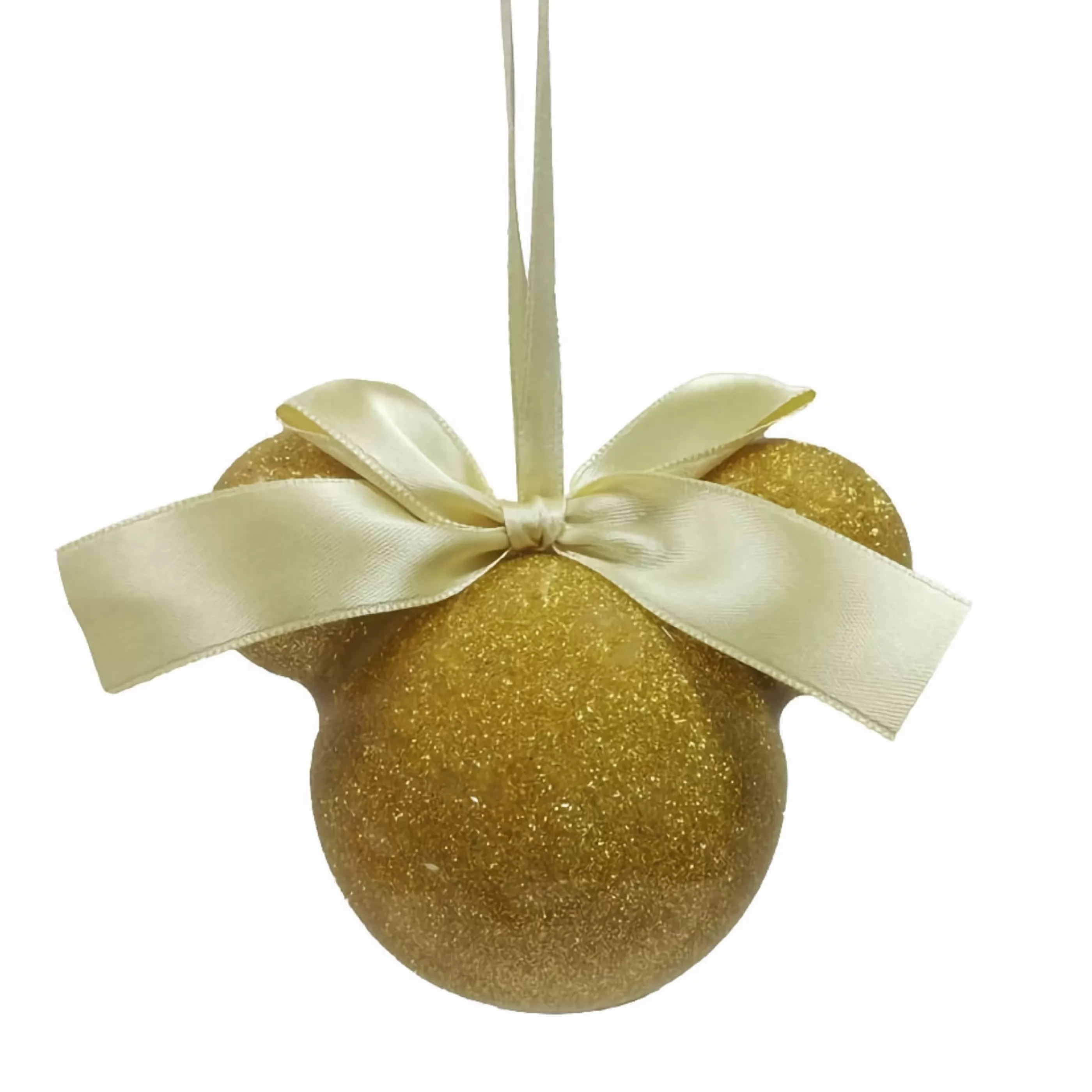 Disney Christmas Decorations Hanging Christmas Ornaments | Minnie Mouse Pastel Gold Glitter Bauble (Gift Box)