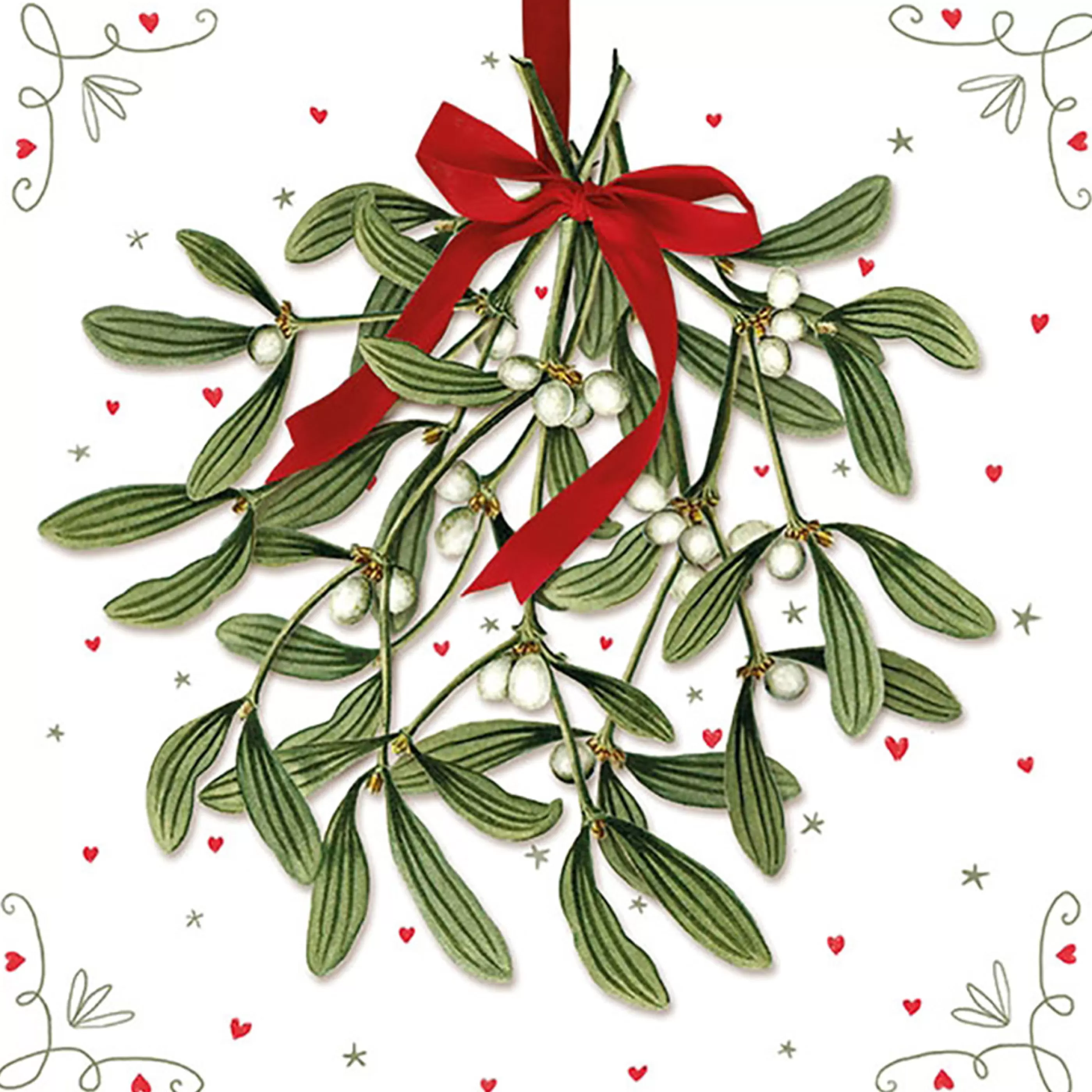 Best * Mistletoe Luncheon Christmas Napkins - 33Cm