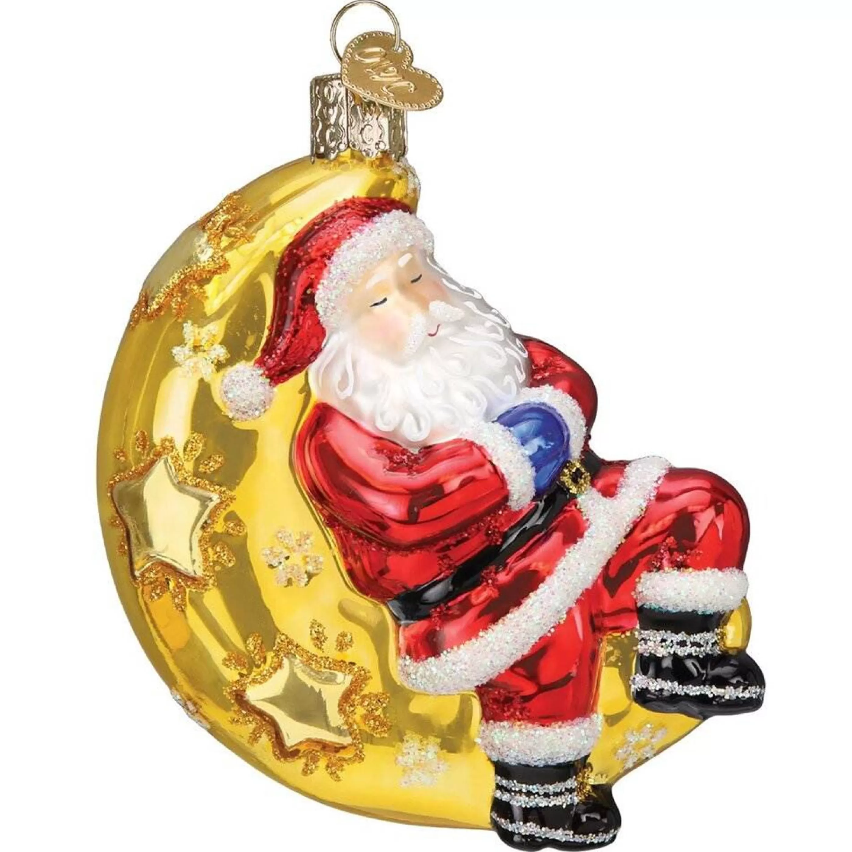 Old World Christmas Glass Glass Ornaments | Moonlight Santa Glass Ornament - 10Cm