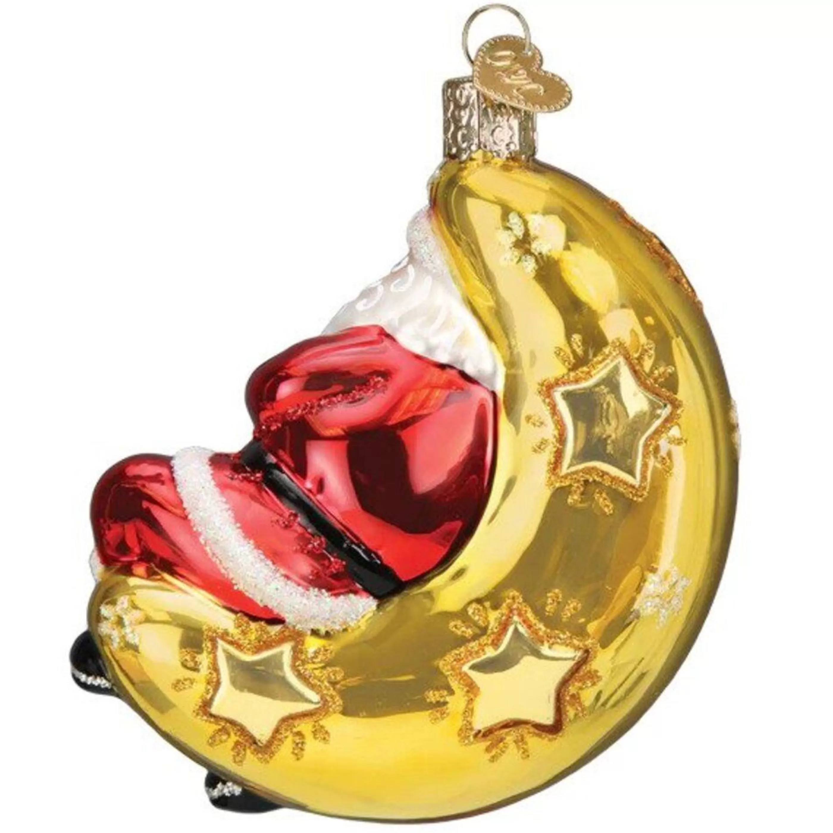 Old World Christmas Glass Glass Ornaments | Moonlight Santa Glass Ornament - 10Cm