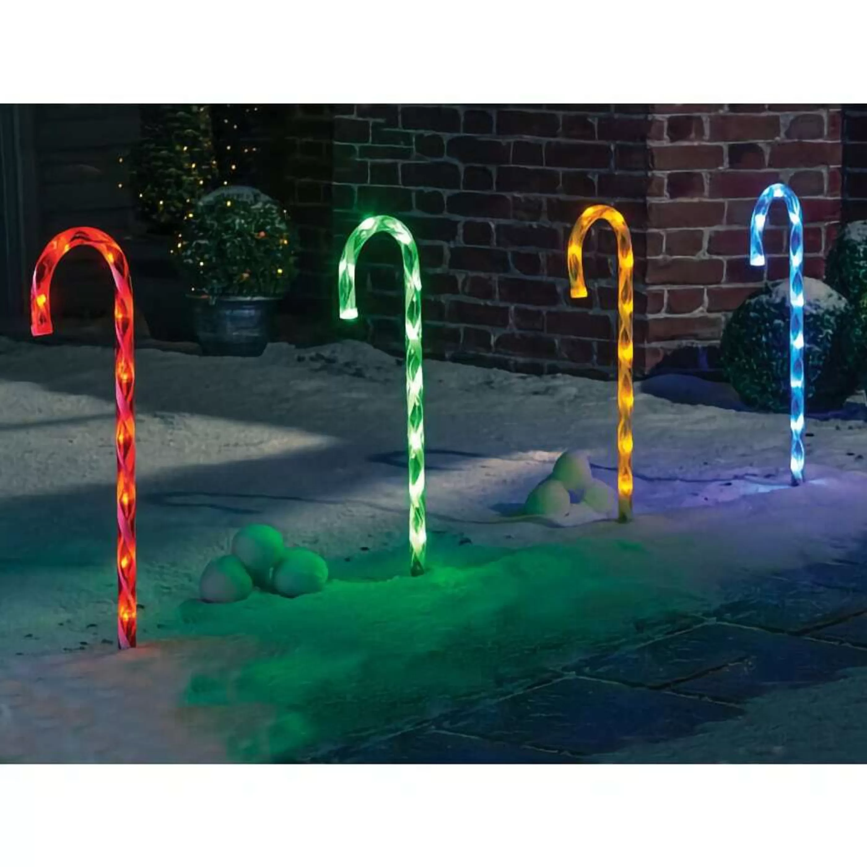 Shop * Multicolour Connectable Candy Cane Lights (Set Of 4) - 58Cm