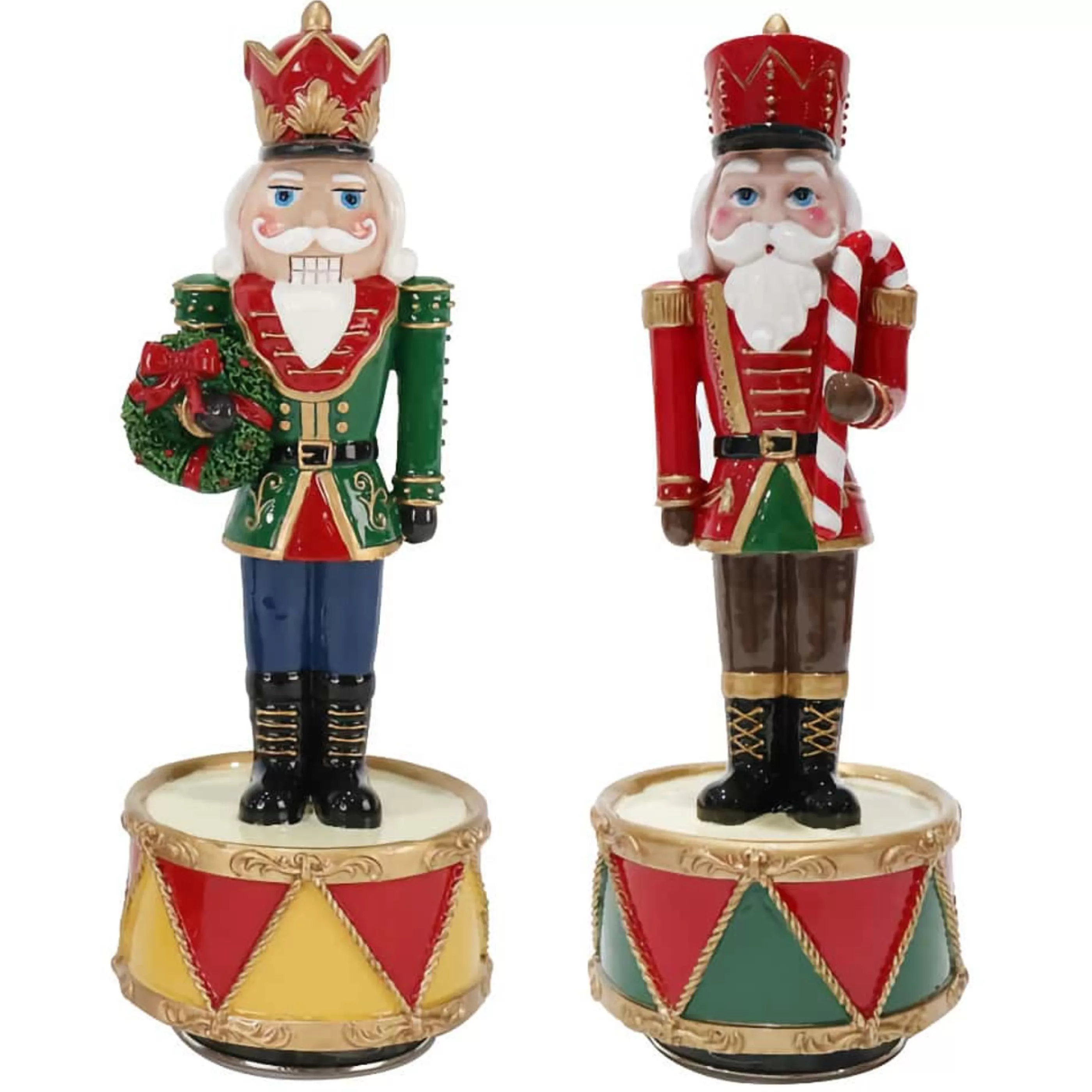 * Gingerbread Candy Christmas | Musical Revolving Nutcracker On Drum (2 Styles) - 20Cm