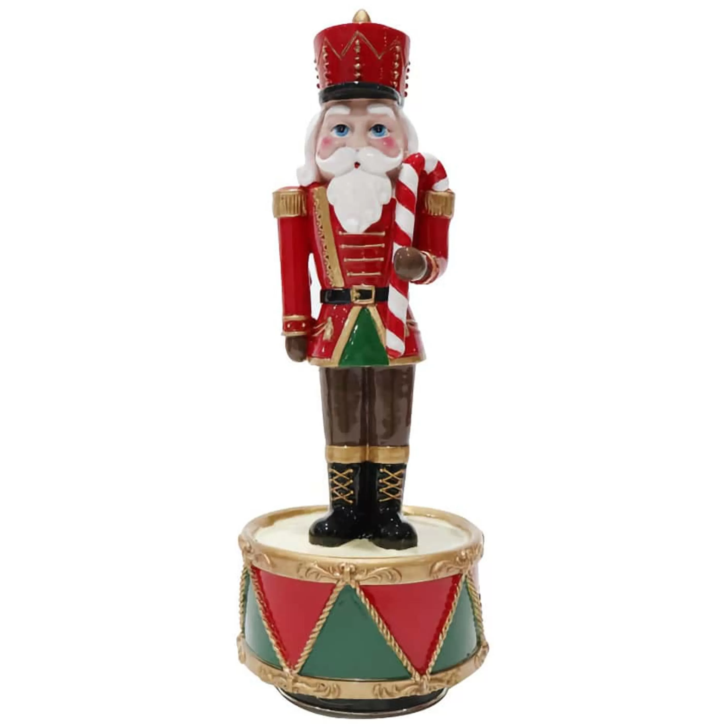 * Gingerbread Candy Christmas | Musical Revolving Nutcracker On Drum (2 Styles) - 20Cm