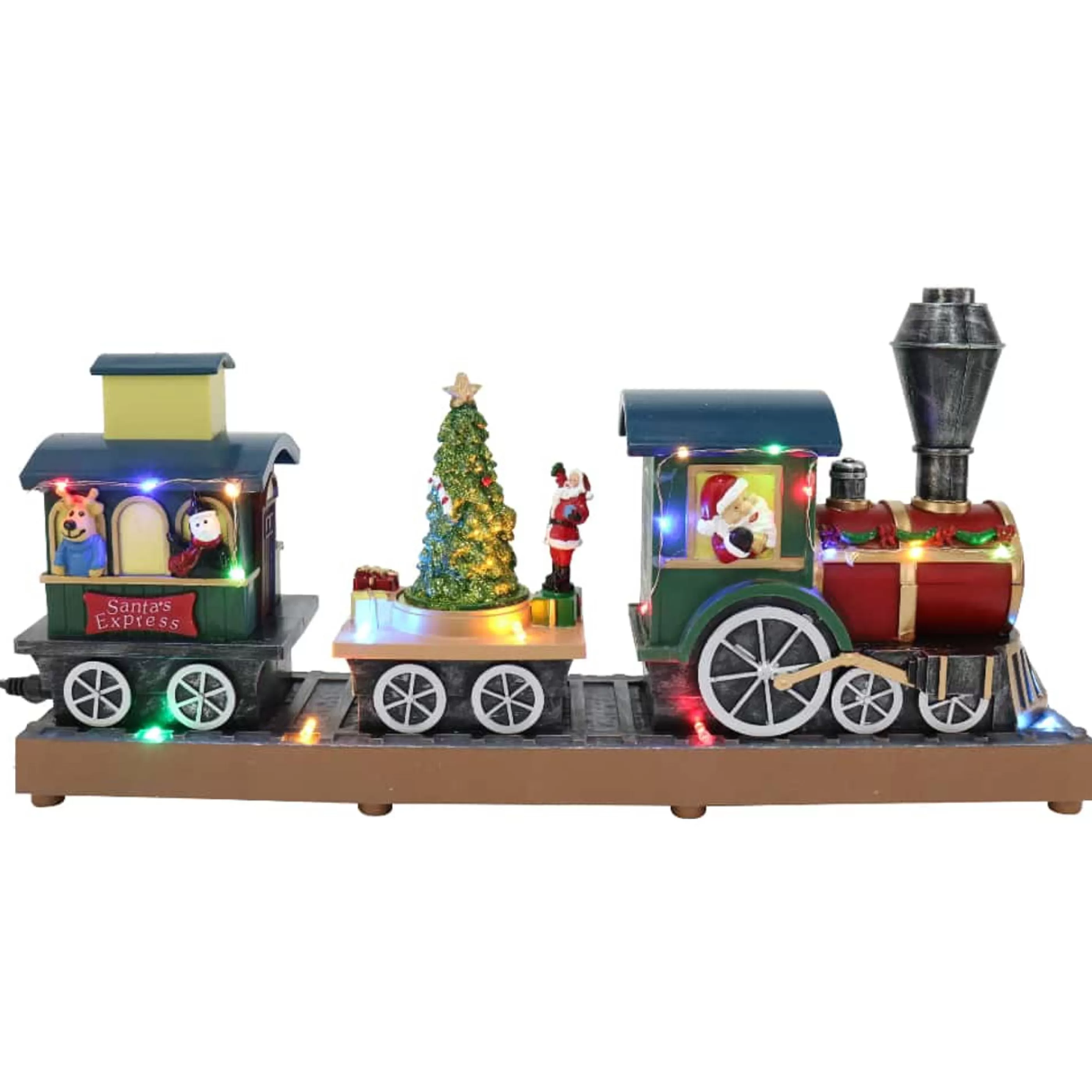 * Table Top Decorations | Musical Santa Express Christmas Train With Rotating Tree - 37Cm