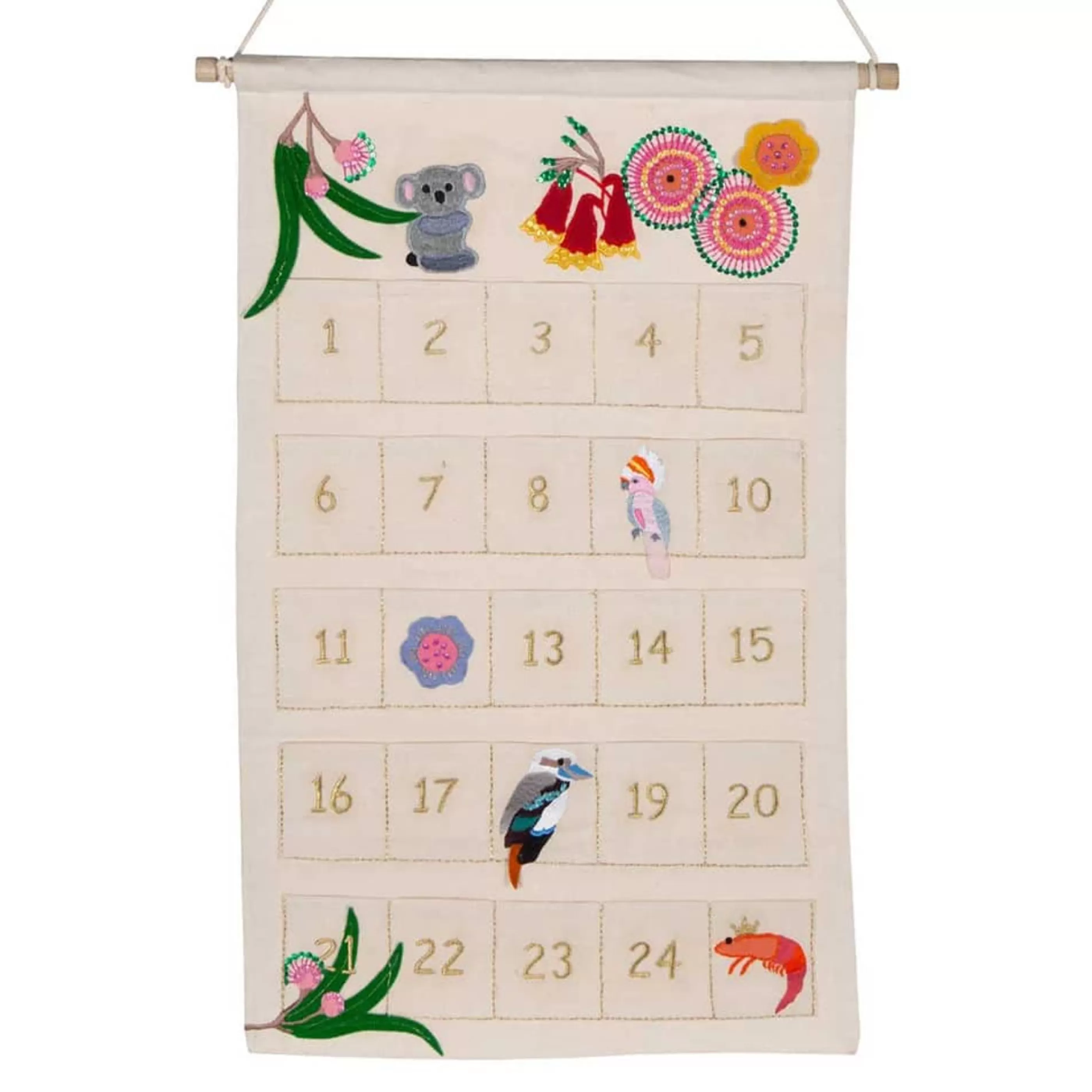 * Australian Decorations | Native Australian Applique Advent Christmas Calendar - 70Cm