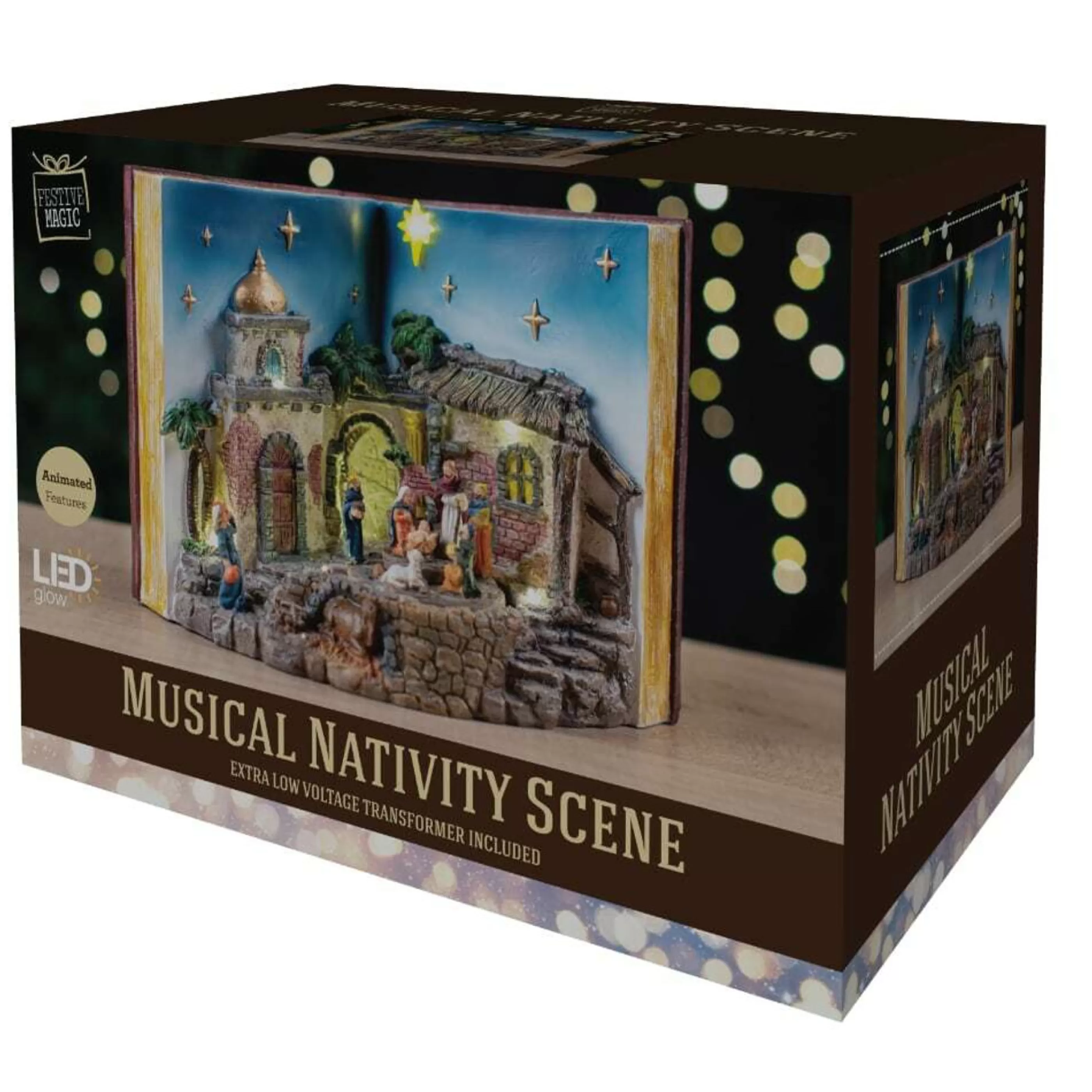 Sale * Nativity Book Scene Led Musical Rotating - 31Cm