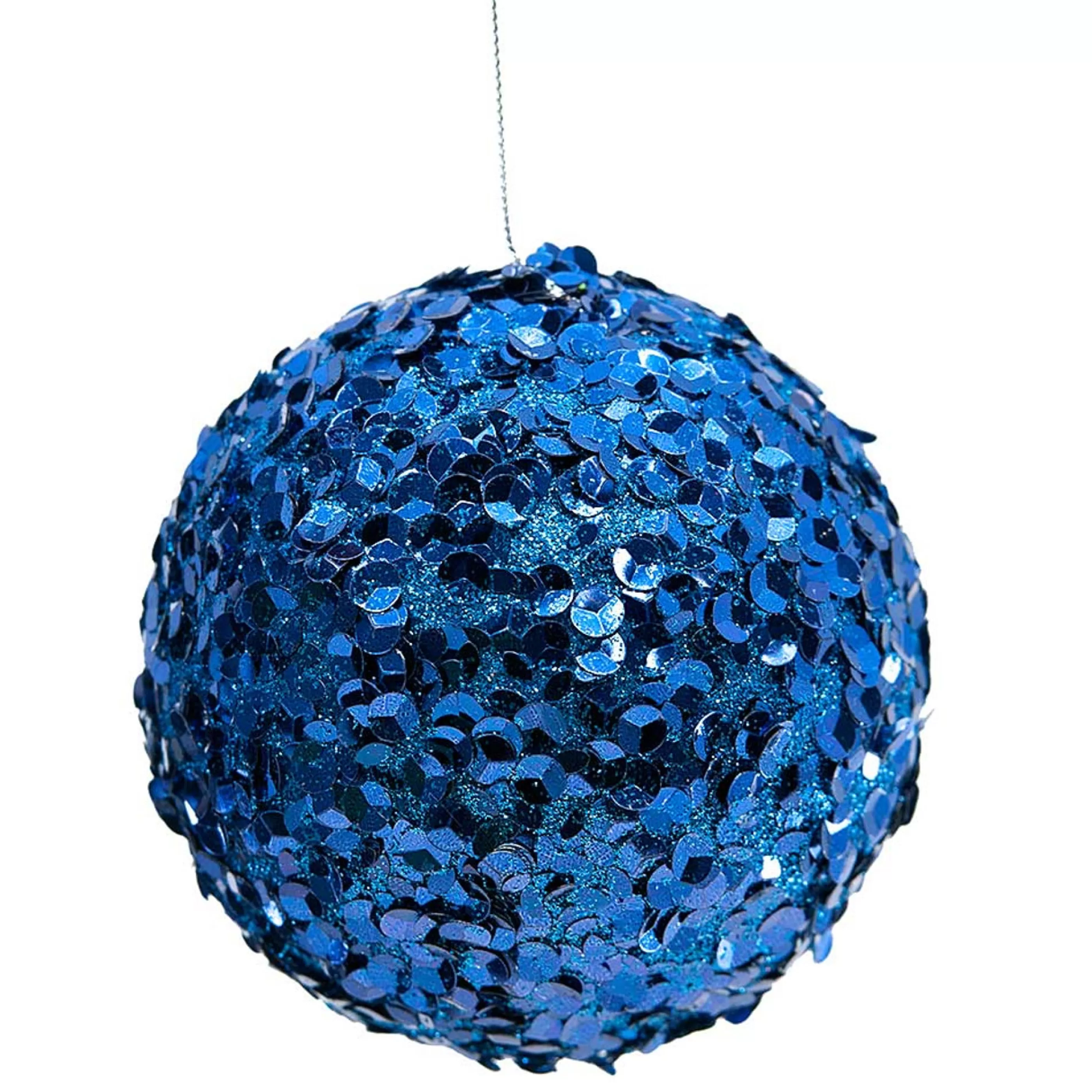 * Hanging Christmas Baubles | Navy Blue Sparkle Sequin Hanging Bauble - 10Cm