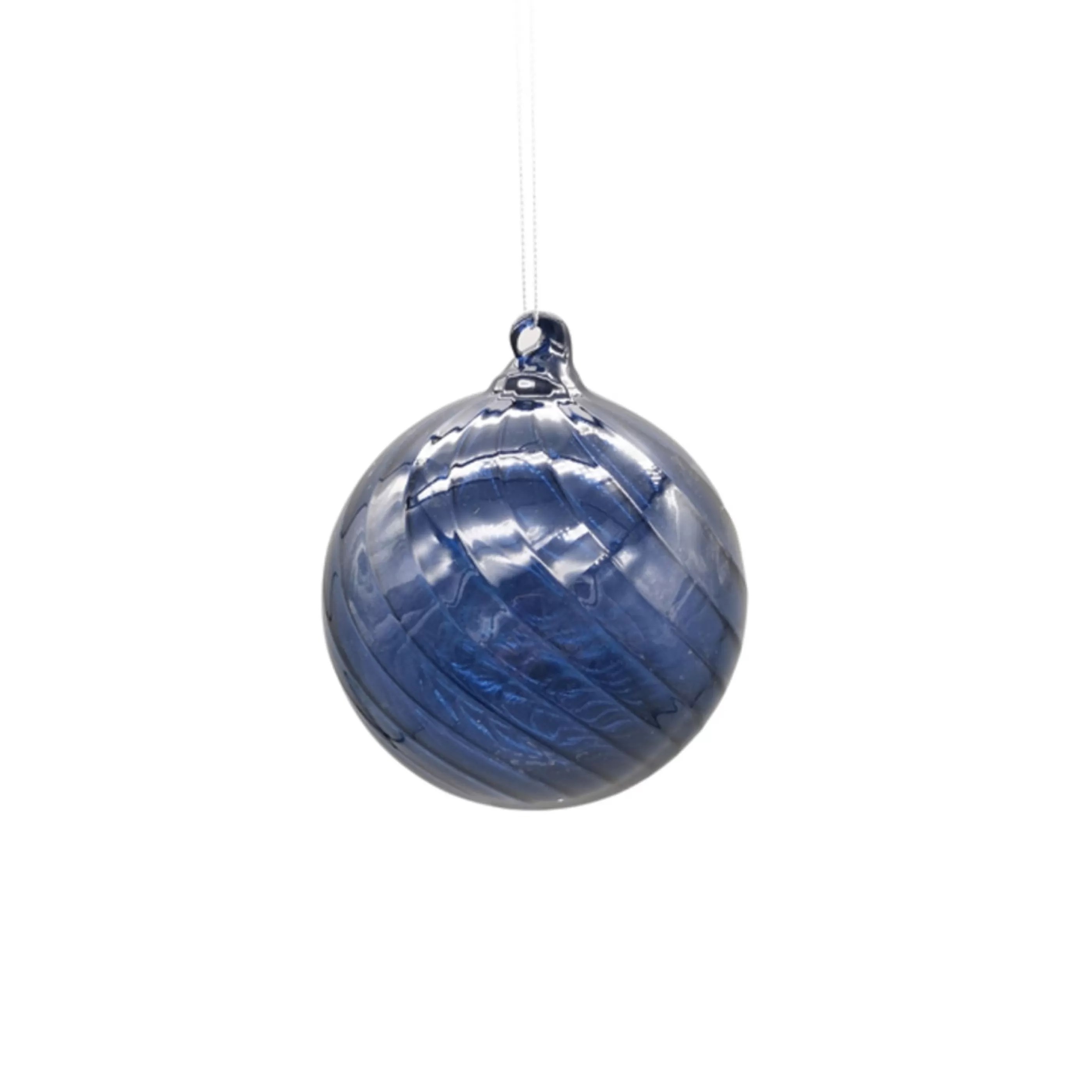 * Hanging Christmas Baubles | Navy Glass Bauble - 10Cm