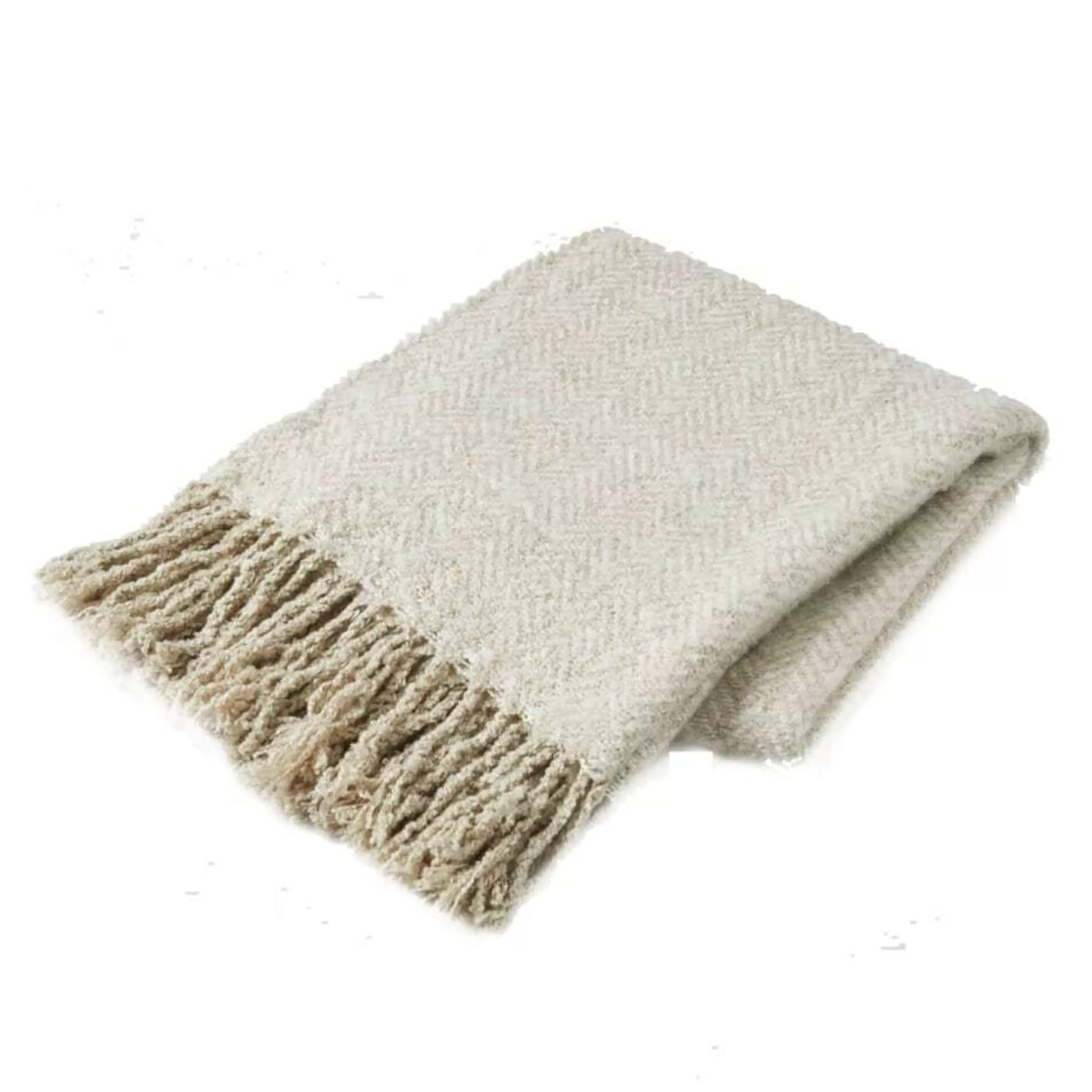 Discount * Oatmeal Herringbone Acrylic Throw - 152Cm