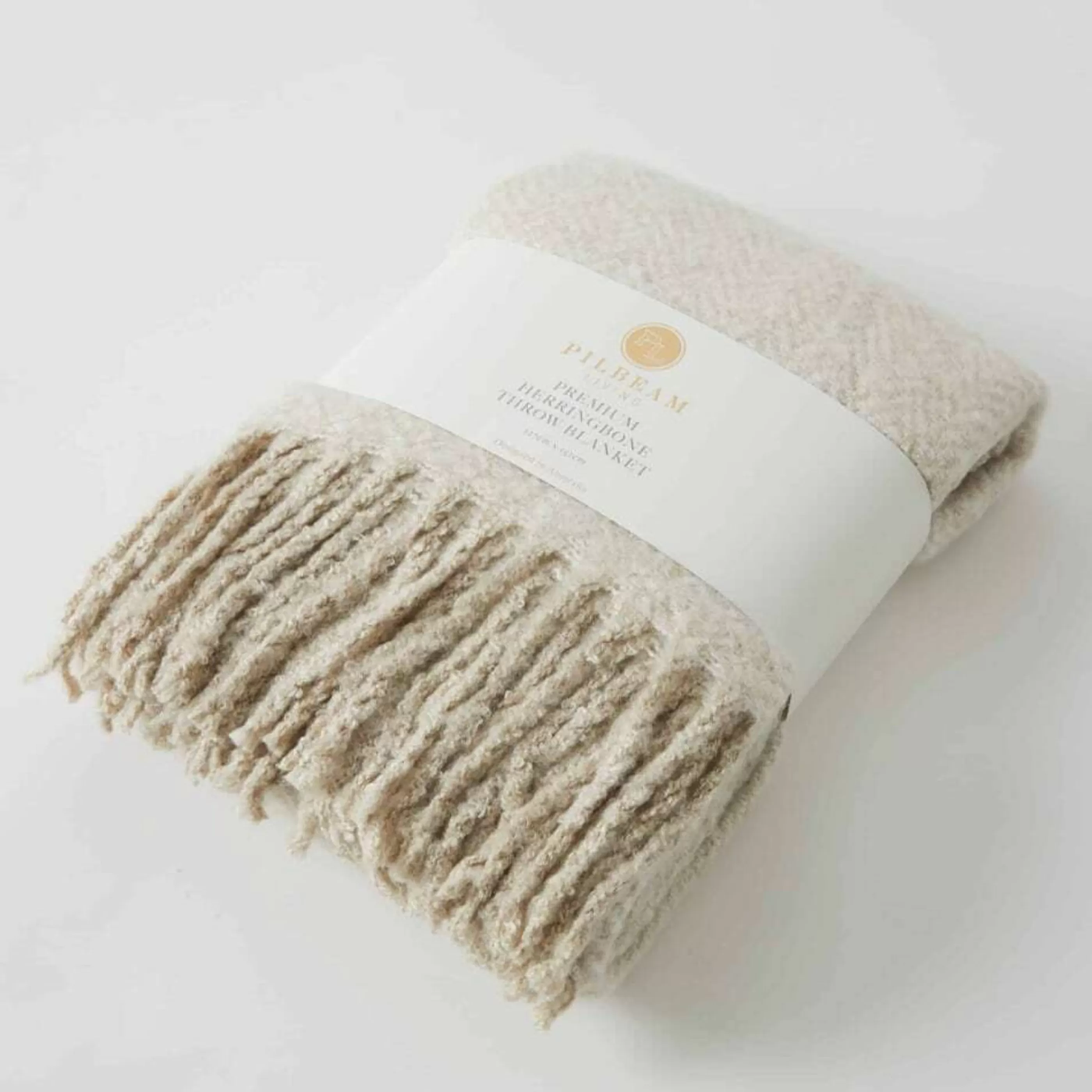 Discount * Oatmeal Herringbone Acrylic Throw - 152Cm