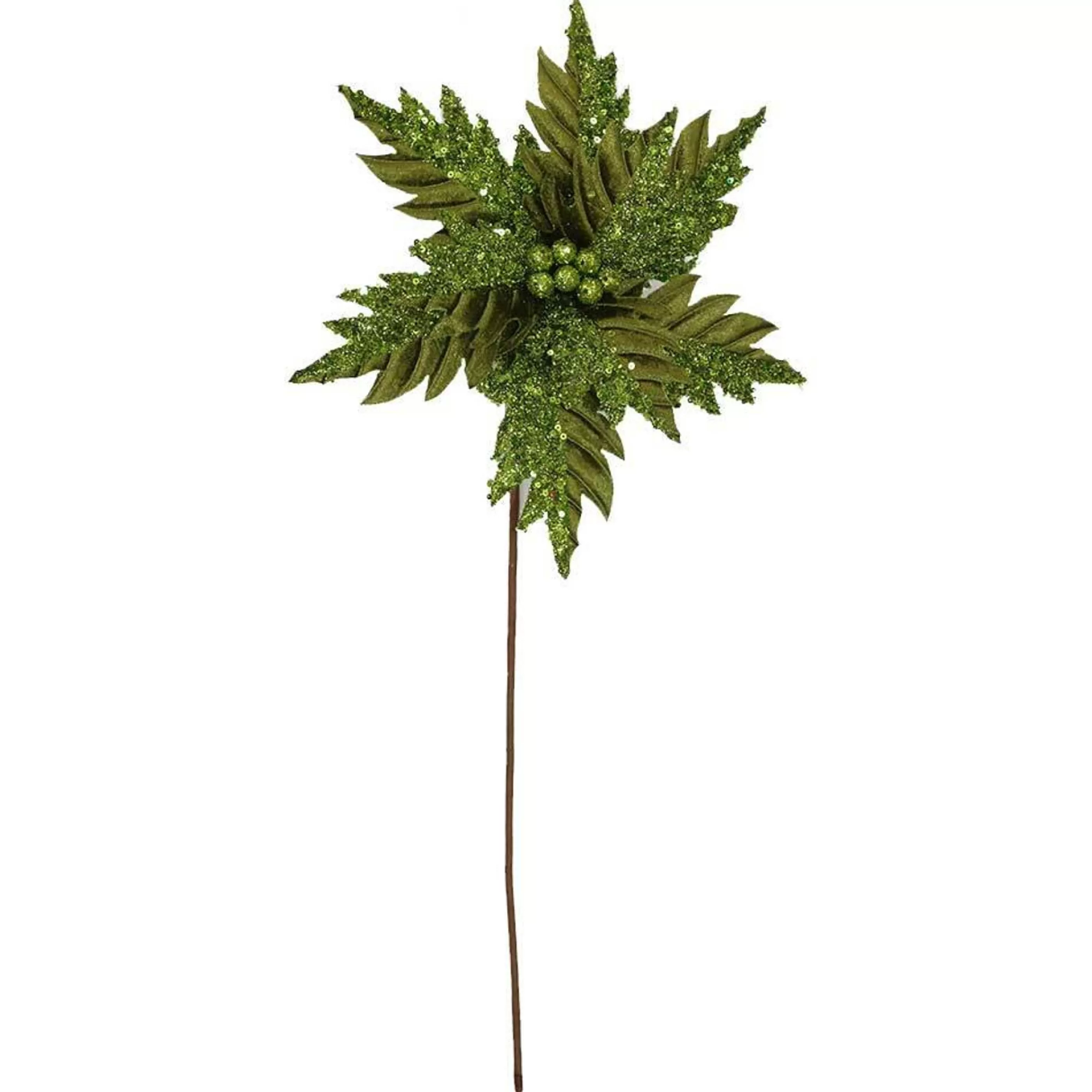 * Poinsettia Decorations | Olive Green Poinsettia With Stem - 30Cm