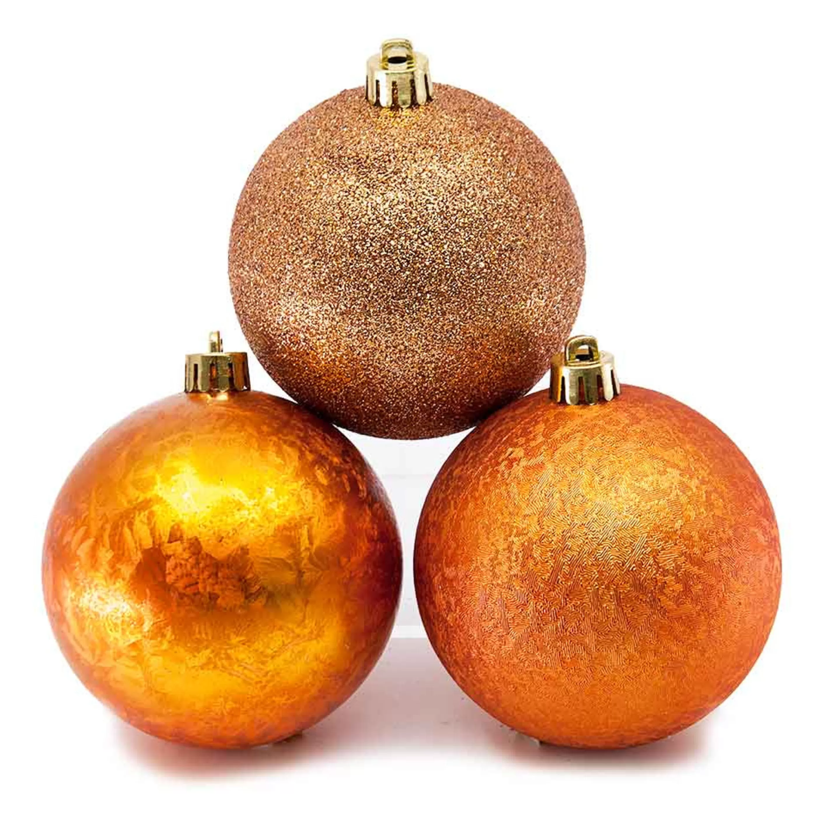 * Hanging Christmas Ornaments | Orange Crush Textured Baubles (Pack Of 6) - 80Mm