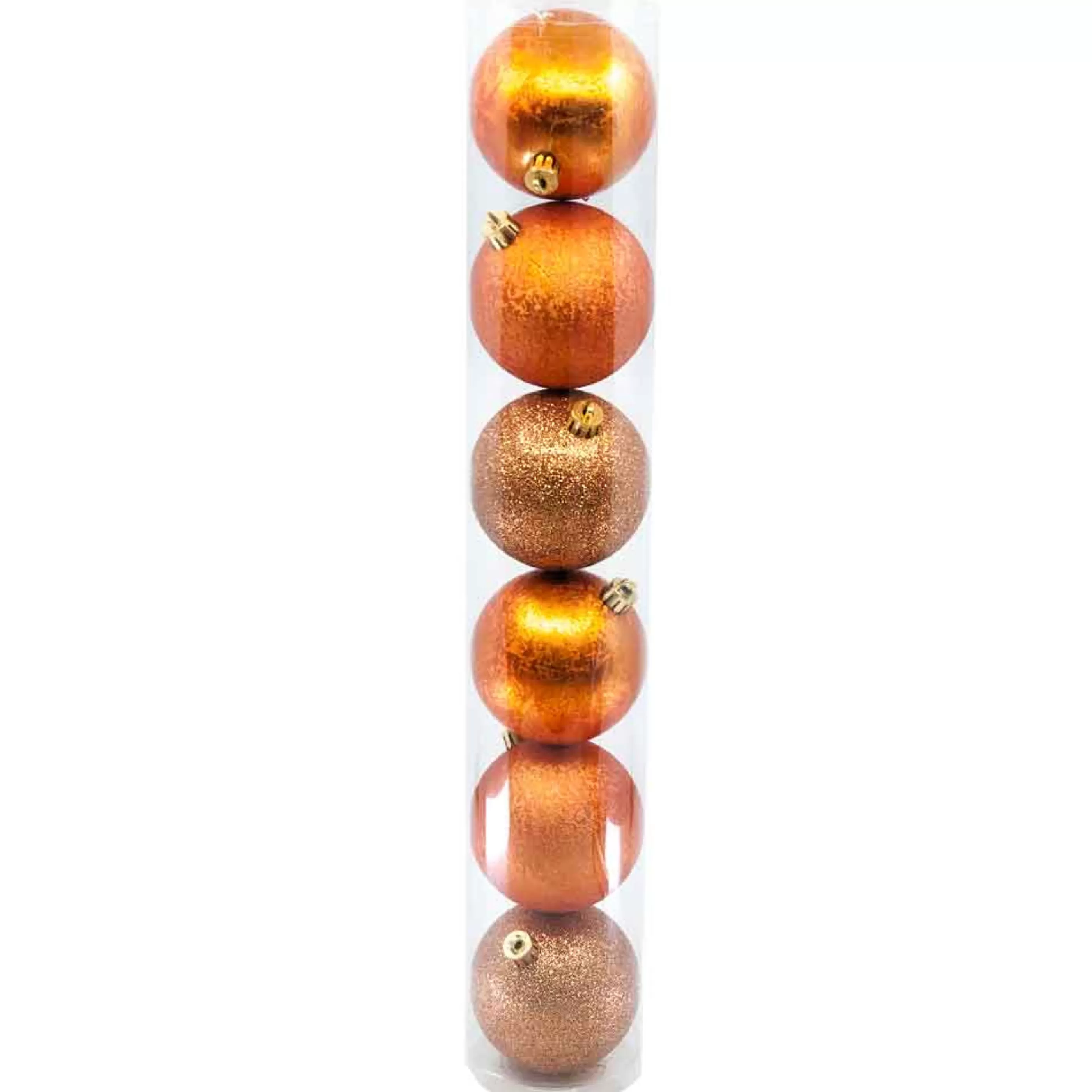 * Hanging Christmas Ornaments | Orange Crush Textured Baubles (Pack Of 6) - 80Mm