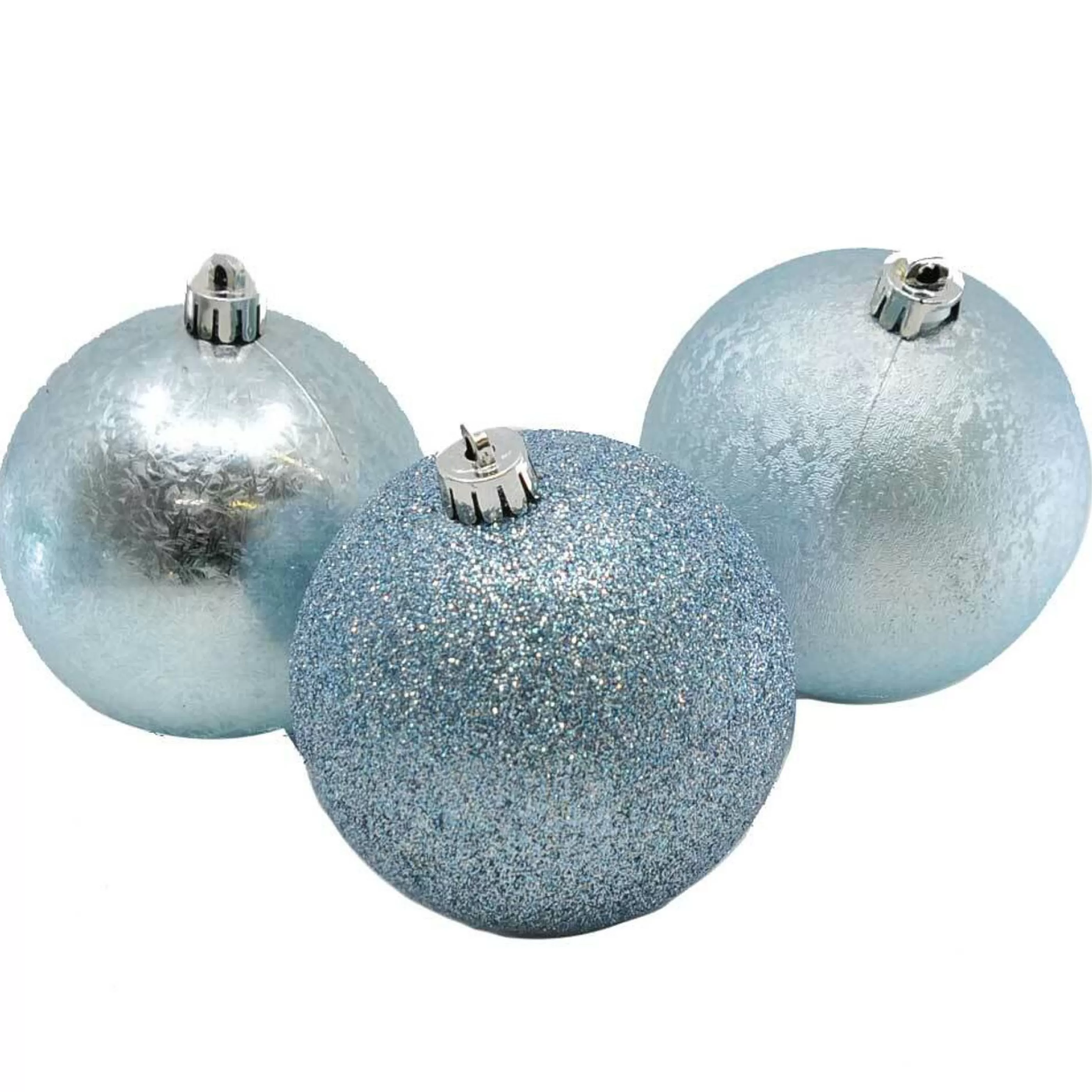 * Hanging Christmas Baubles | Pale Blue Textured Baubles (Pack Of 6) - 80Mm