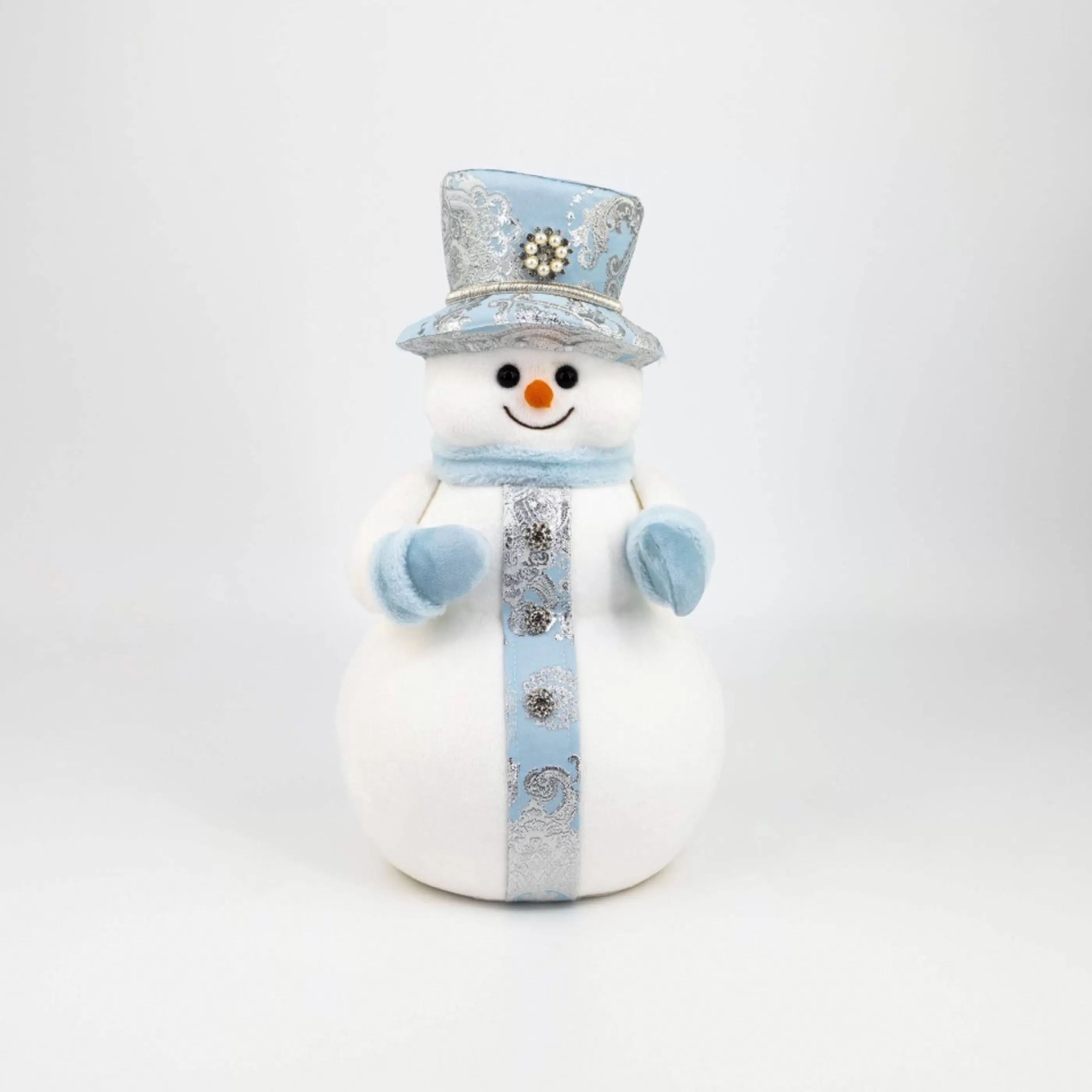 * Table Top Decorations | Pale Blue White Snowman With Top Hat - 39Cm