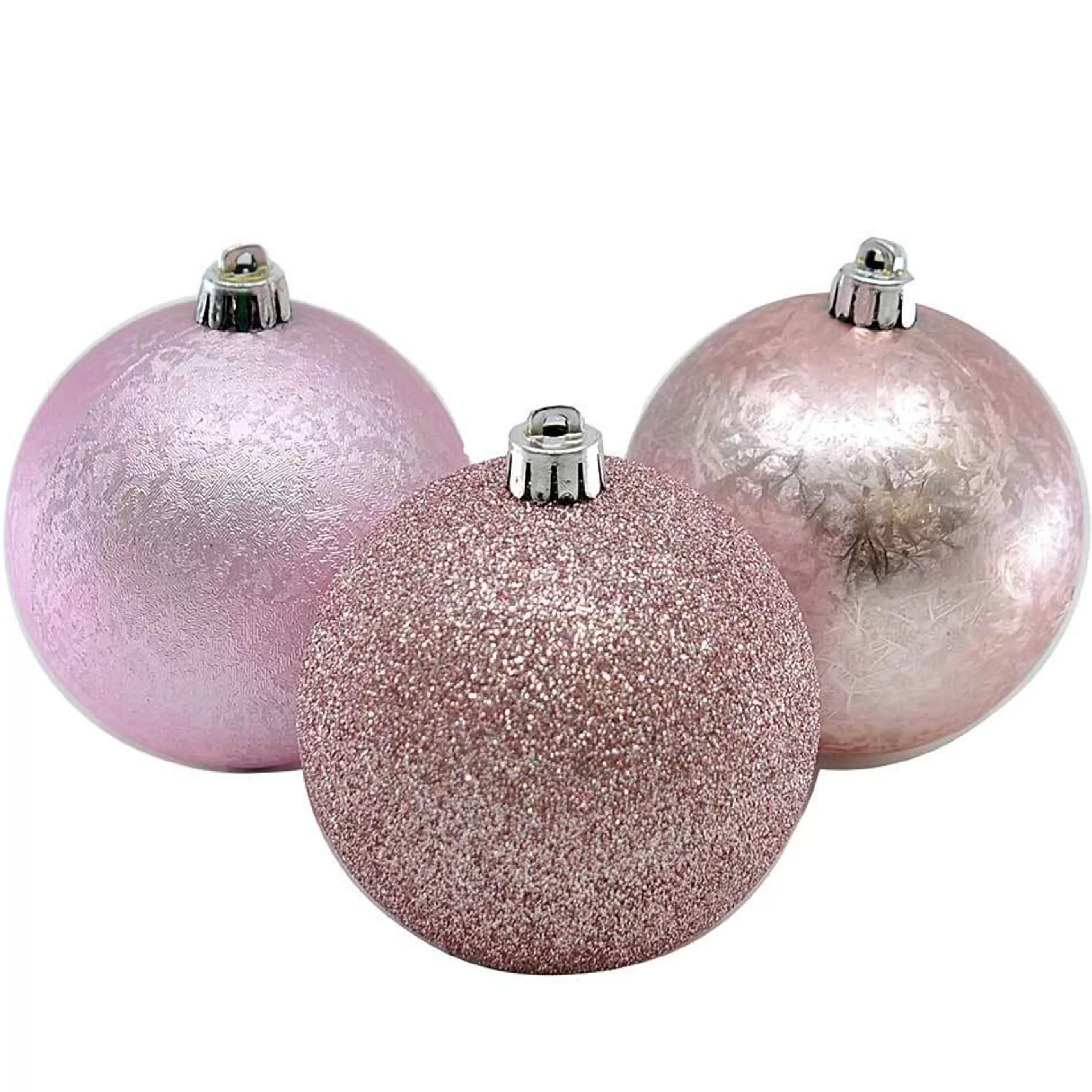 * Hanging Christmas Baubles | Pale Pink Textured Baubles (Pack Of 6) - 80Mmm