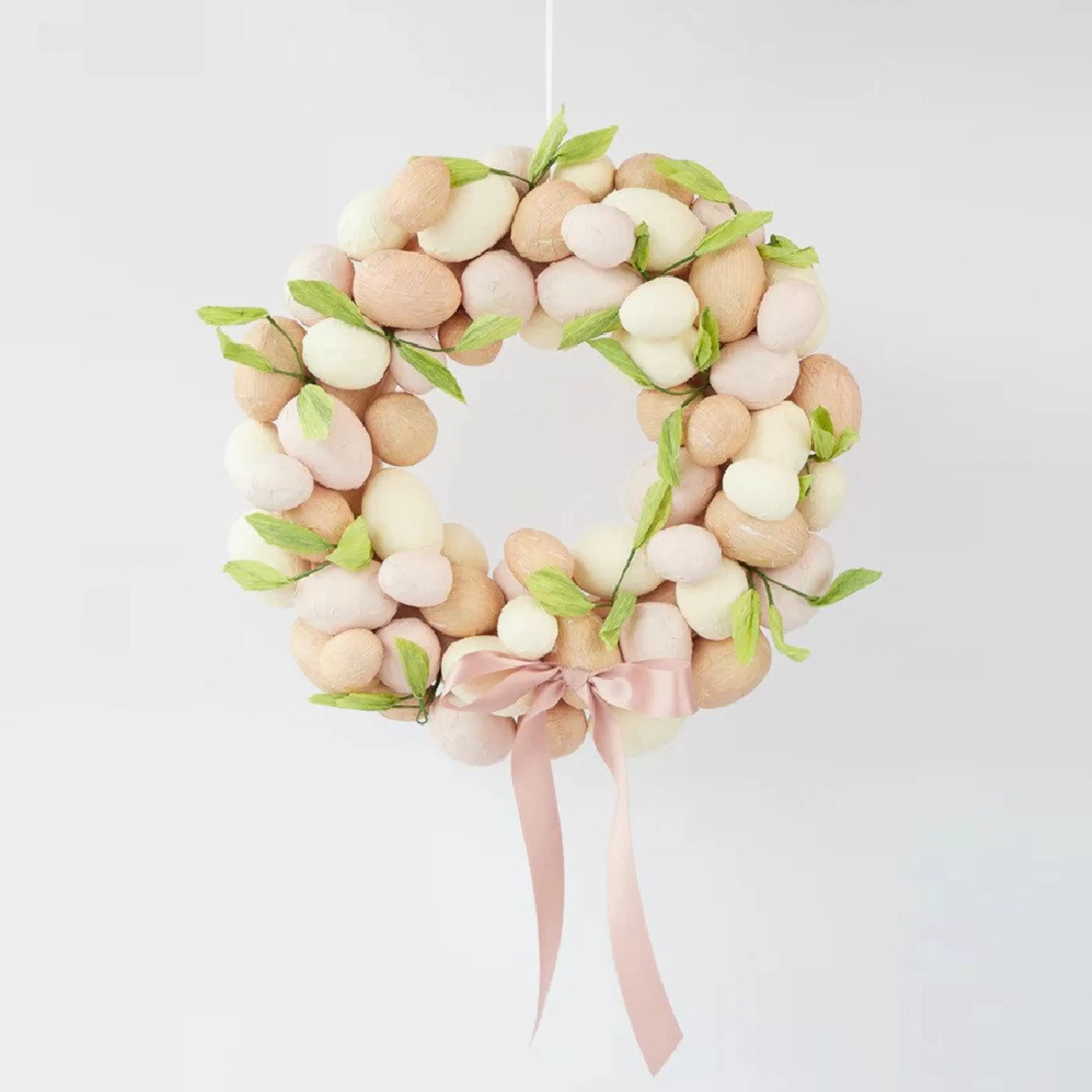 Easter Town Wreaths | Peaches And Cream Paper Egg Wreath - 42Cm