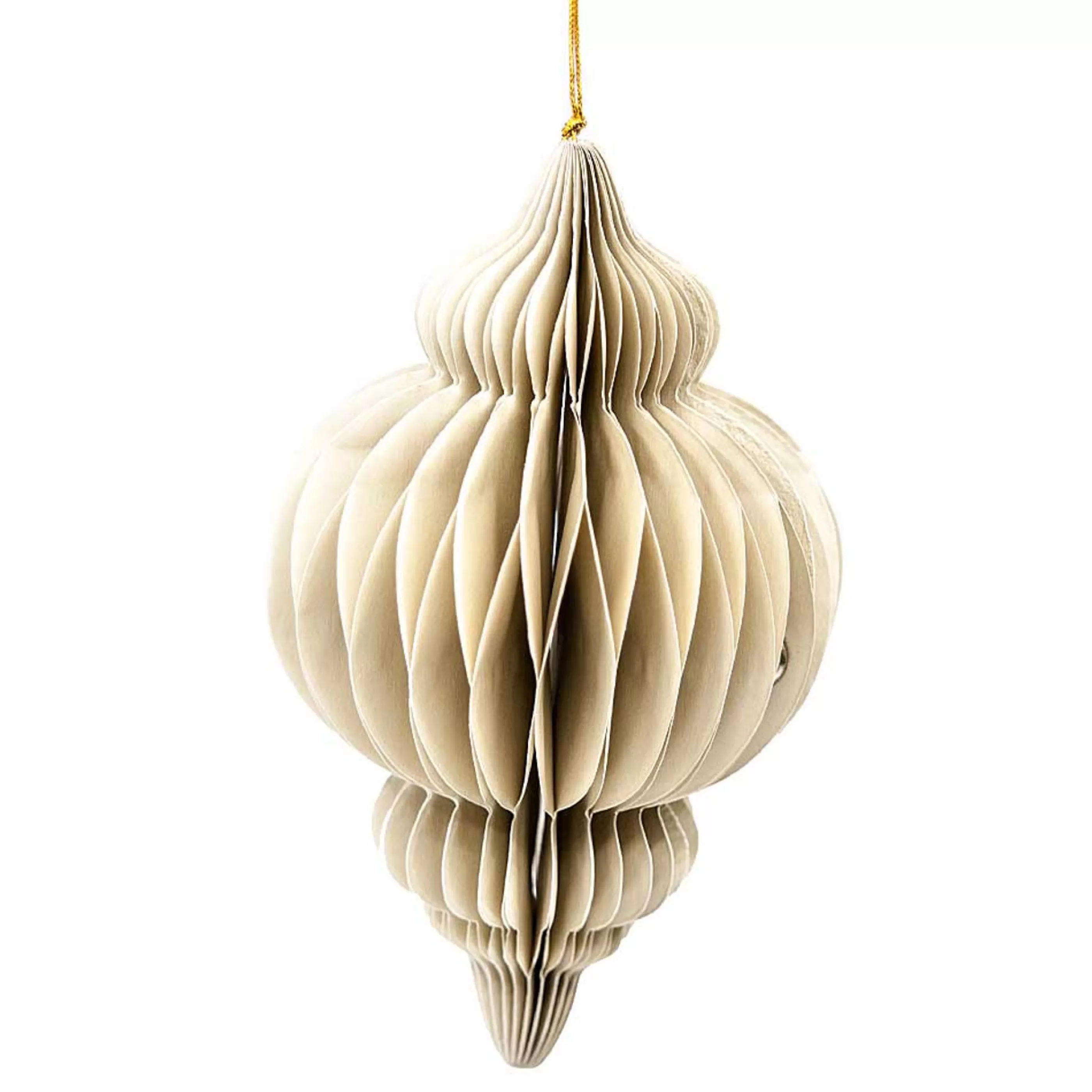 * Hanging Christmas Ornaments | Pearl Gold Hanging Paper Finial - 15Cm