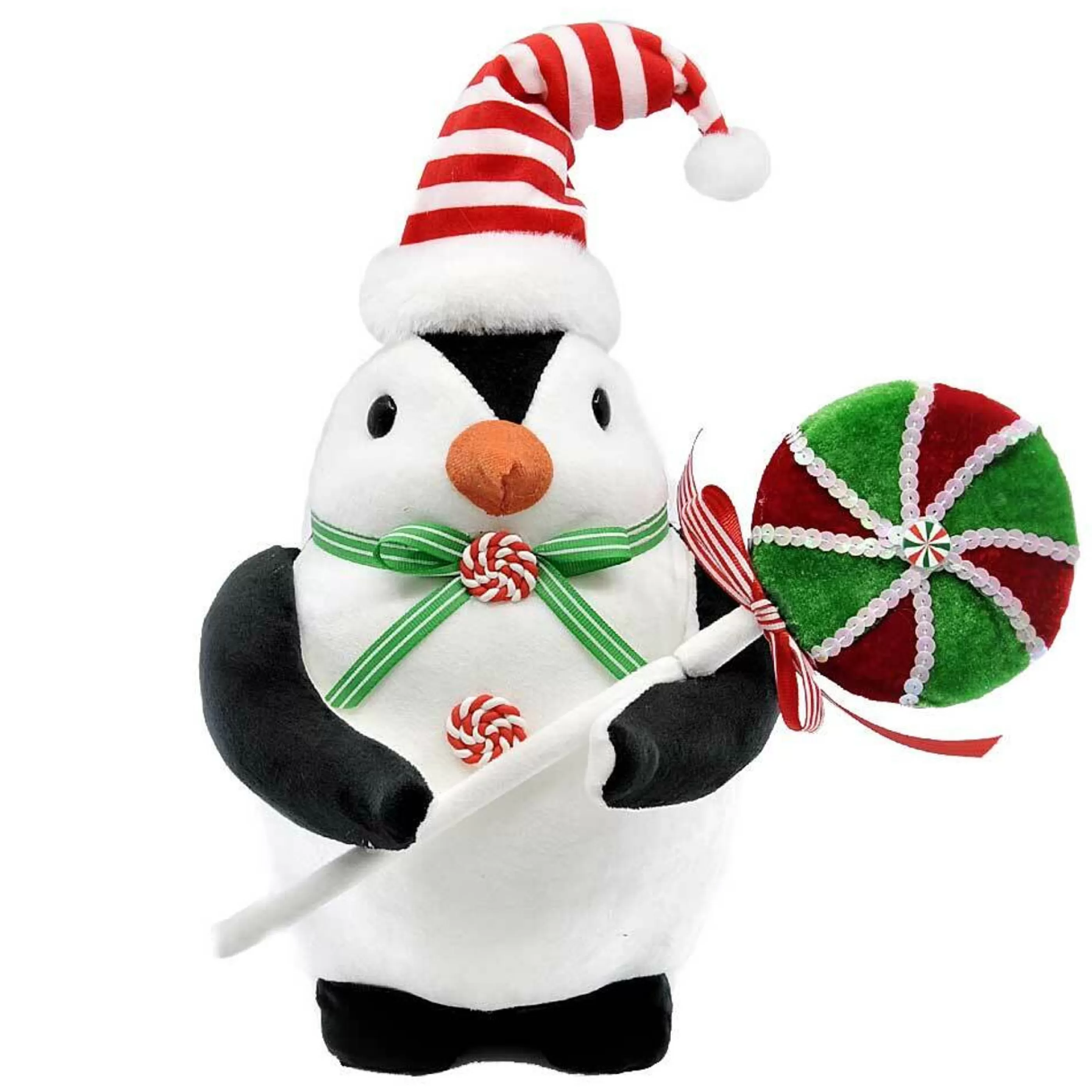 * Table Top Decorations | Penguin With Red And Green Lollipop - 33Cm