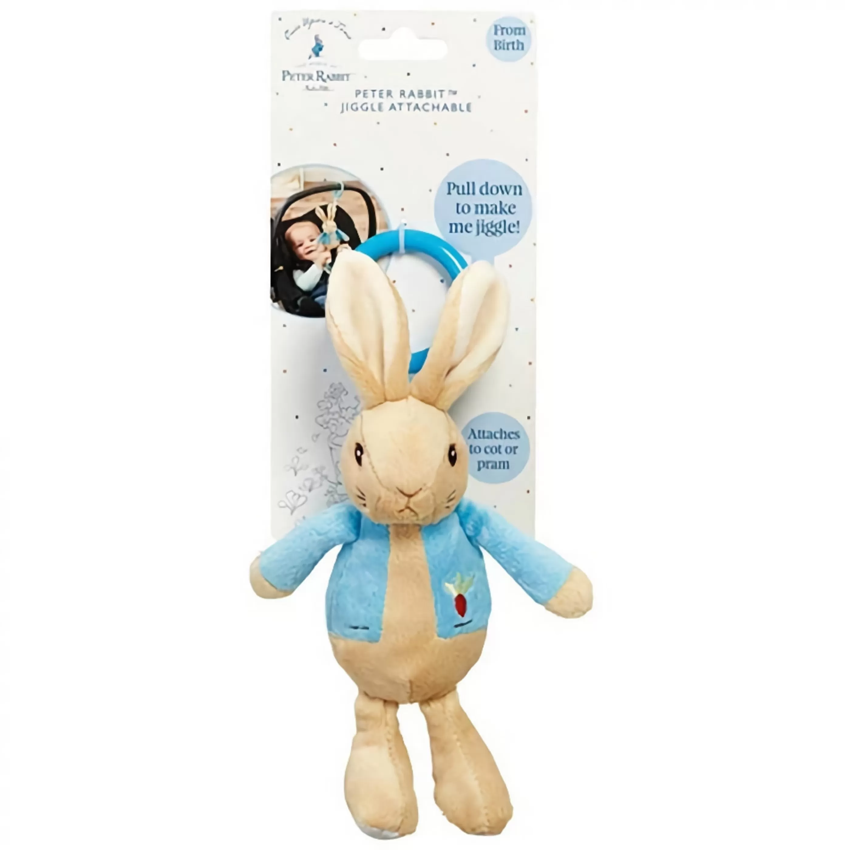 Beatrix Potter - Peter Rabbit Baby's First Christmas | Peter Rabbit Attachable Jiggler - 20Cm