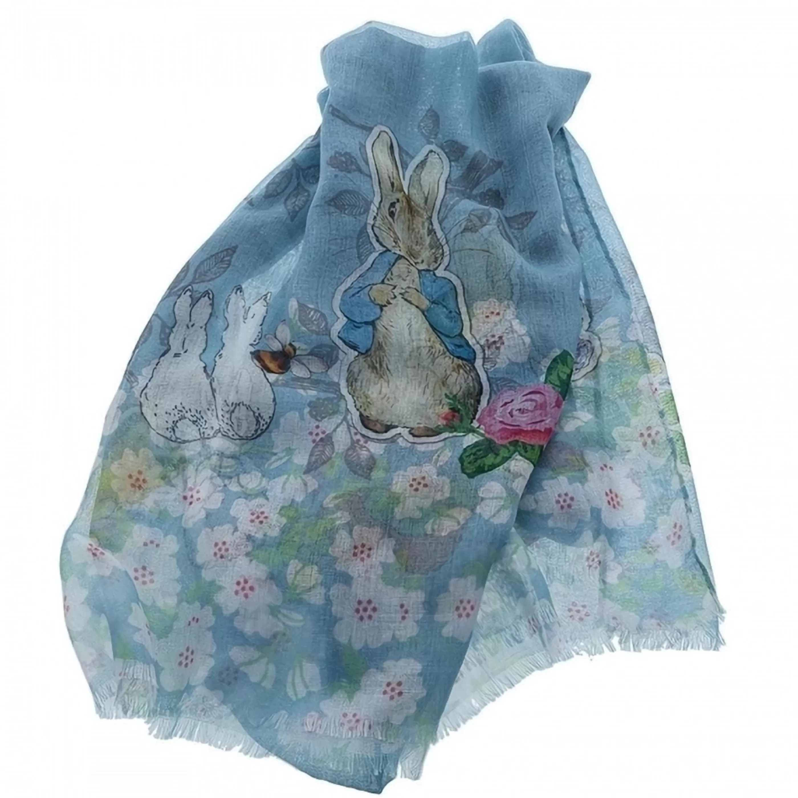 Beatrix Potter - Peter Rabbit Baby's First Christmas | Peter Rabbit Blue Illustrated Scarf - 180Cm