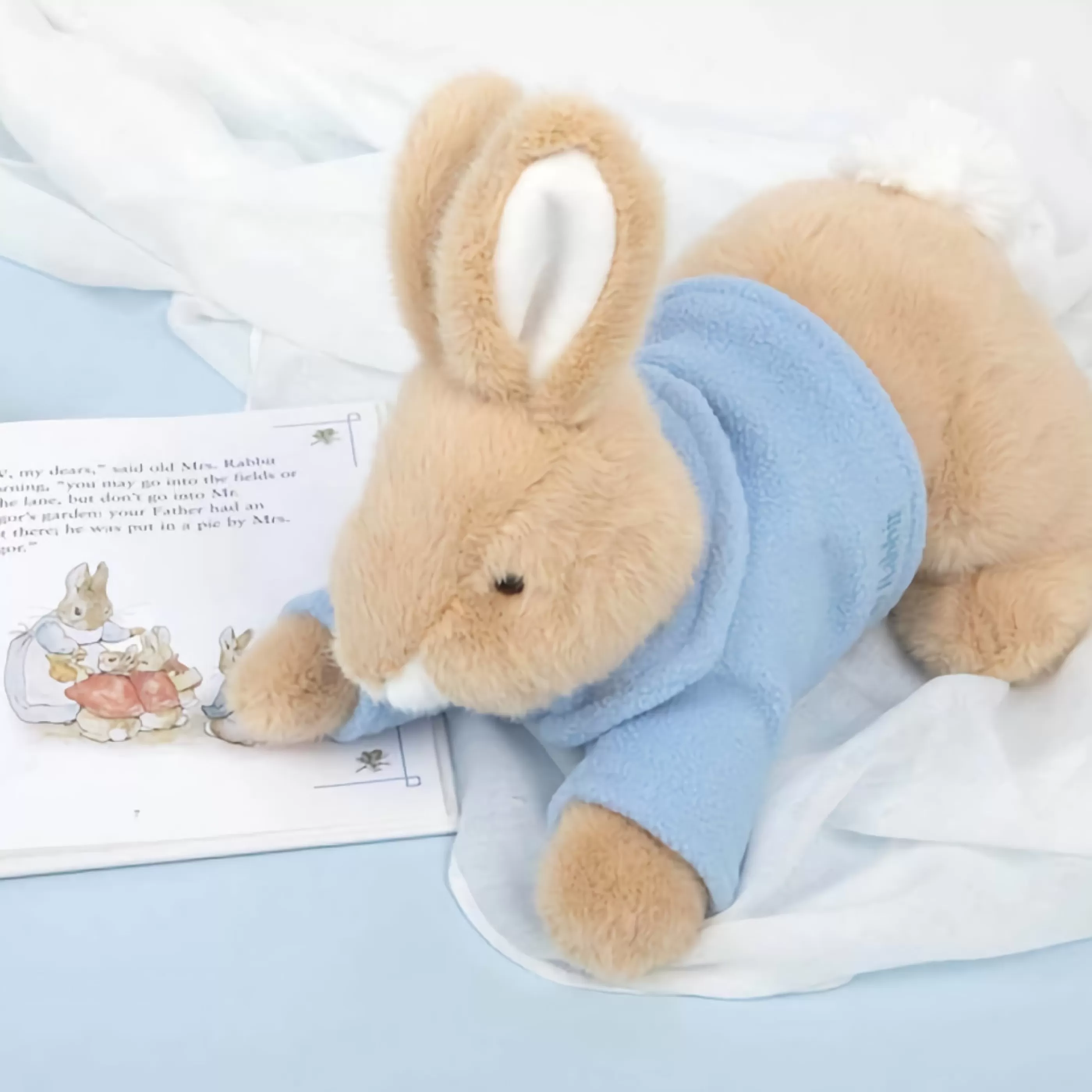 Beatrix Potter - Peter Rabbit Baby's First Christmas | Peter Rabbit Lying Plush With Blue Jacket - 25Cm