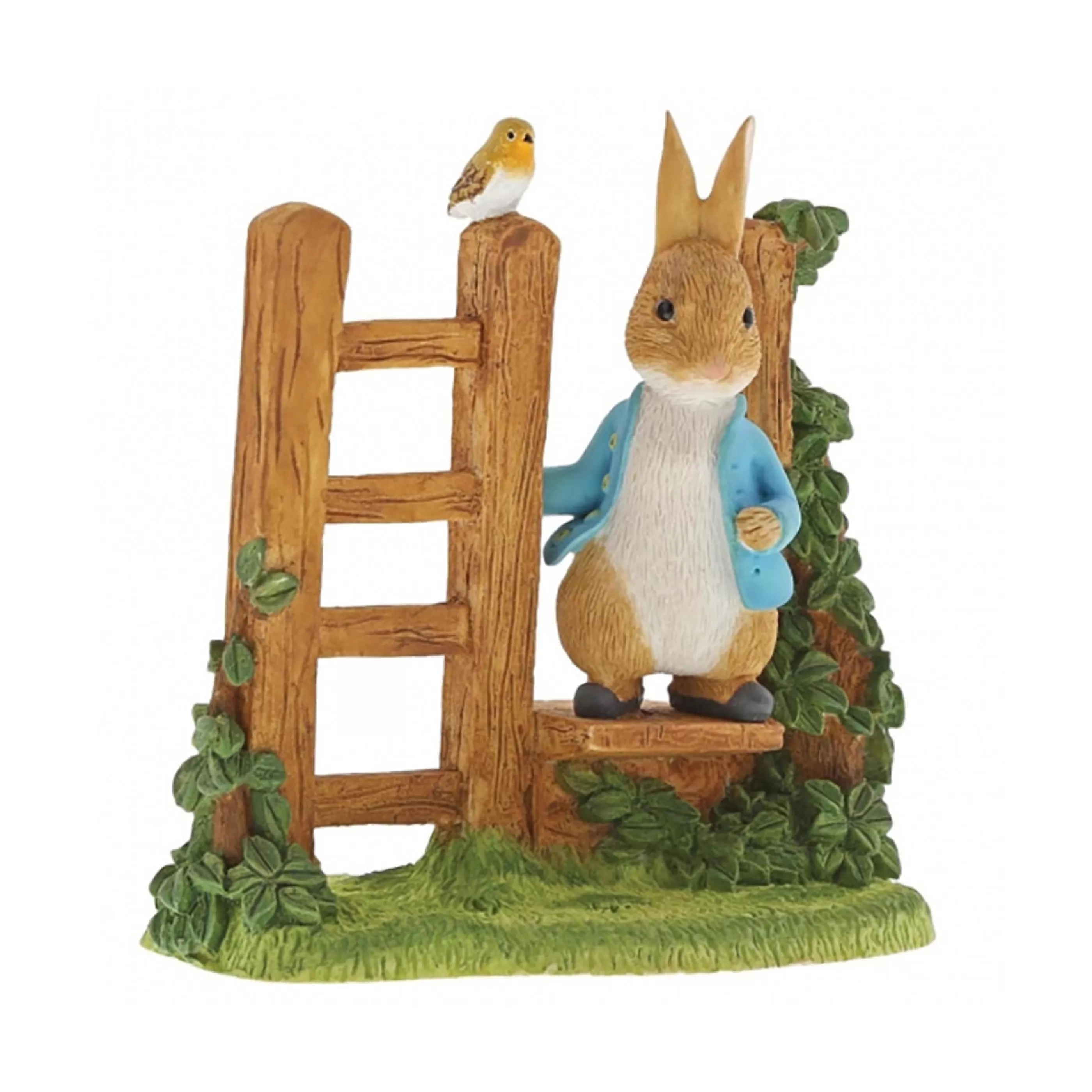 Beatrix Potter - Peter Rabbit Baby's First Christmas | Peter Rabbit On Wooden Style Figurine - 8Cm