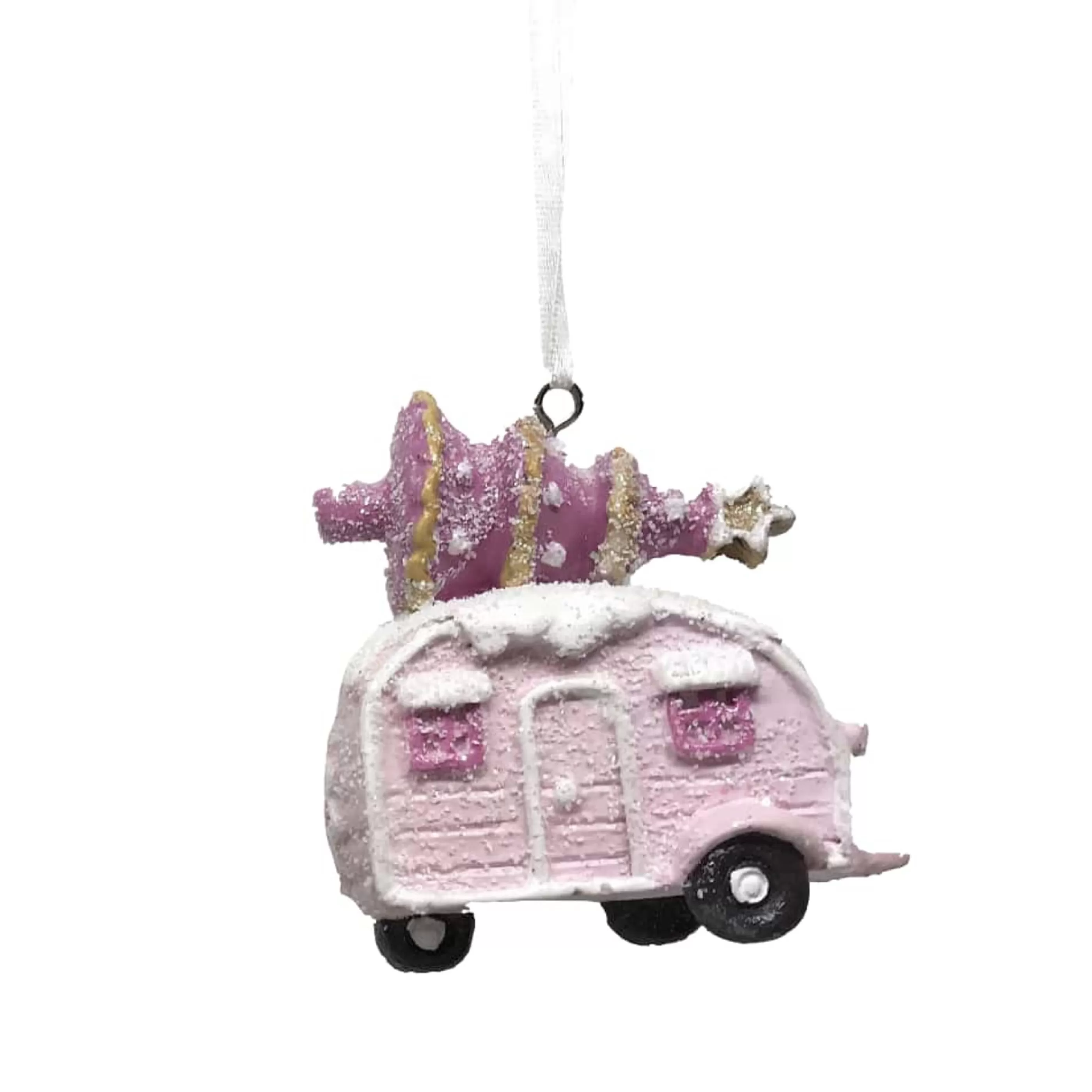 * Hanging Christmas Ornaments | Pink Caravan With Christmas Tree Ornament- 7.5Cm