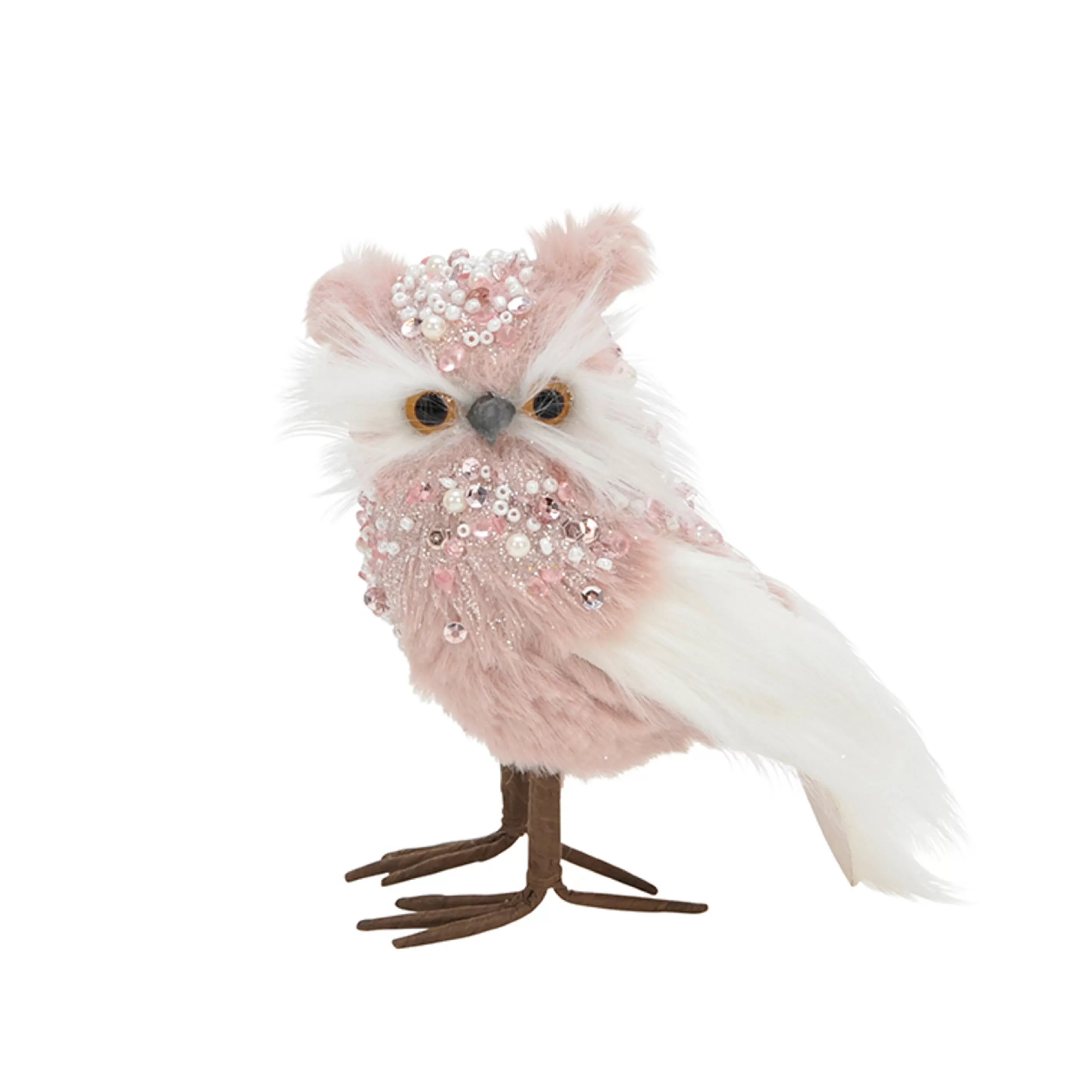 * Table Top Decorations | Pink Jewel Beaded Christmas Owl