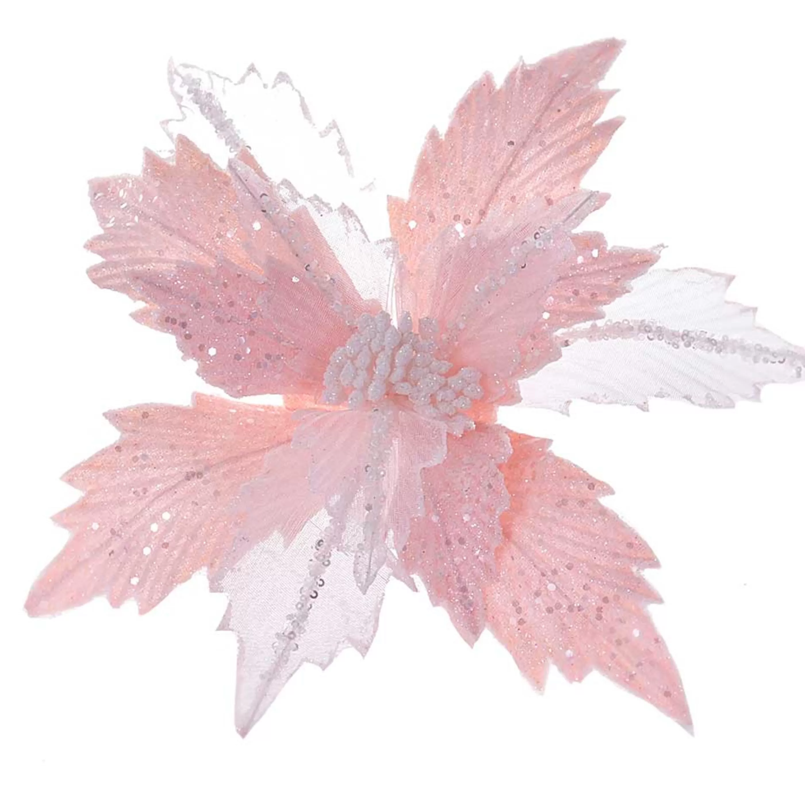 * Floristry | Pink Poinsettia With White Glitter - 36Cm