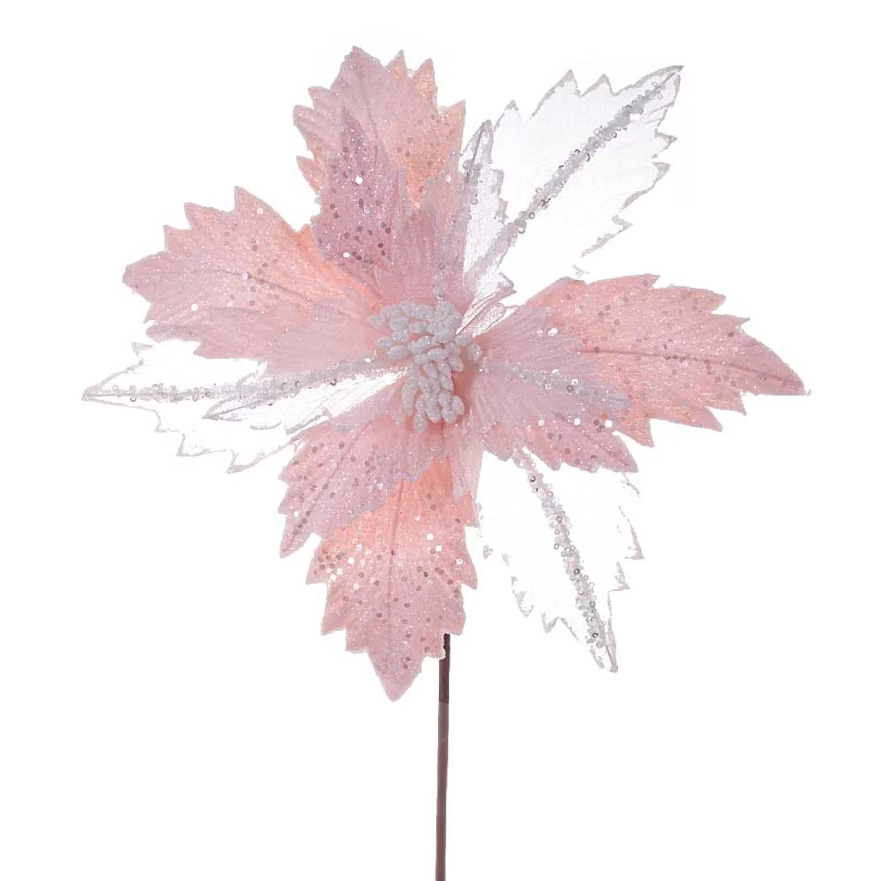 * Floristry | Pink Poinsettia With White Glitter - 36Cm