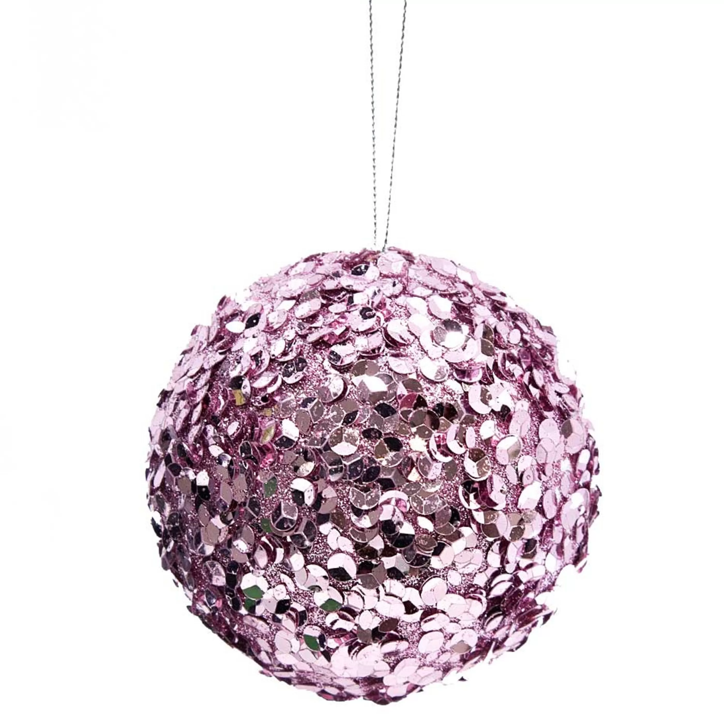 * Hanging Christmas Baubles | Pink Sparkle Sequin Hanging Bauble - 10Cm